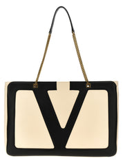 Valentino Garavani White/Black Lamb Leather Tote Bag