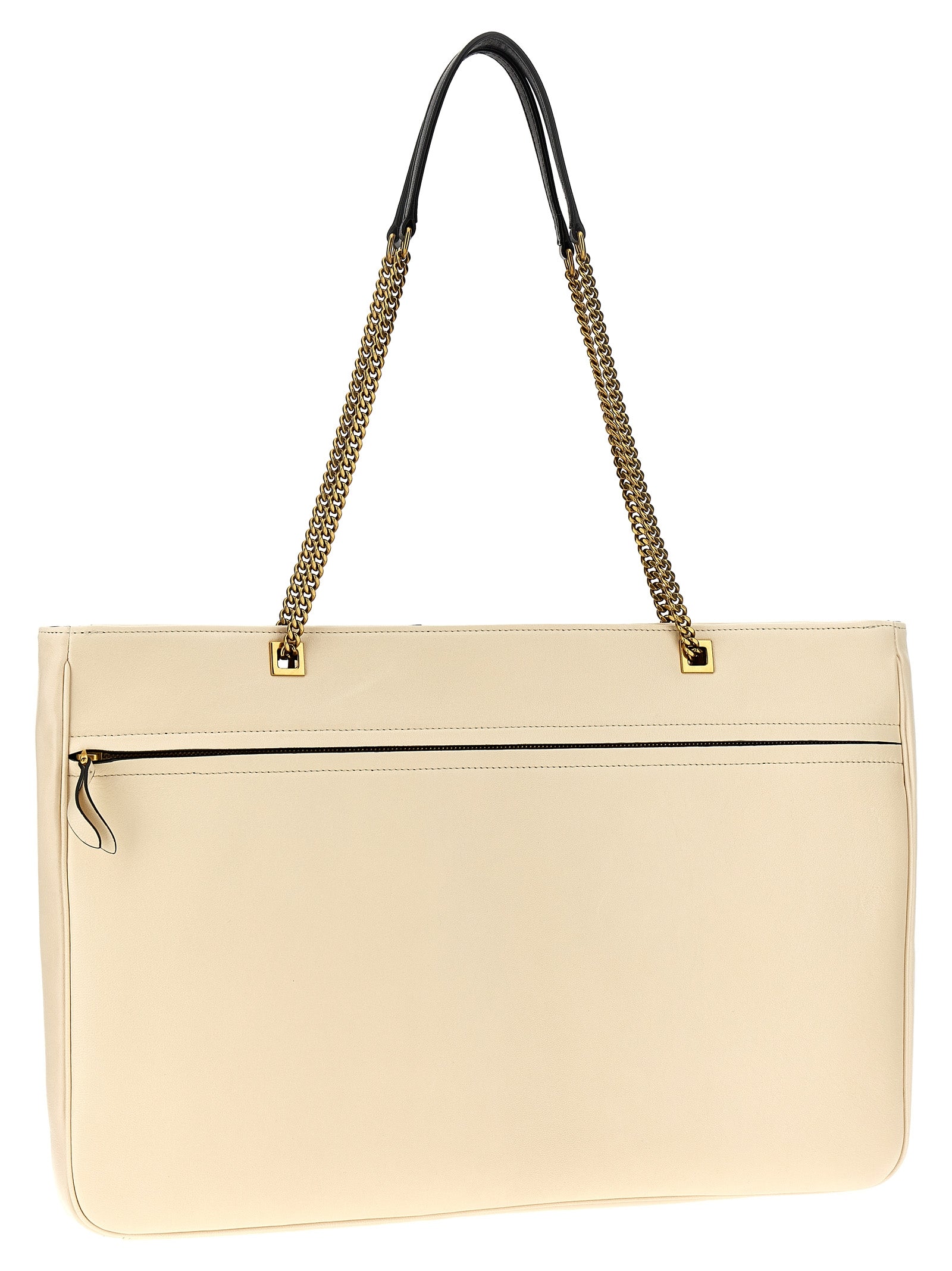 Valentino Garavani White/Black Lamb Leather Tote Bag
