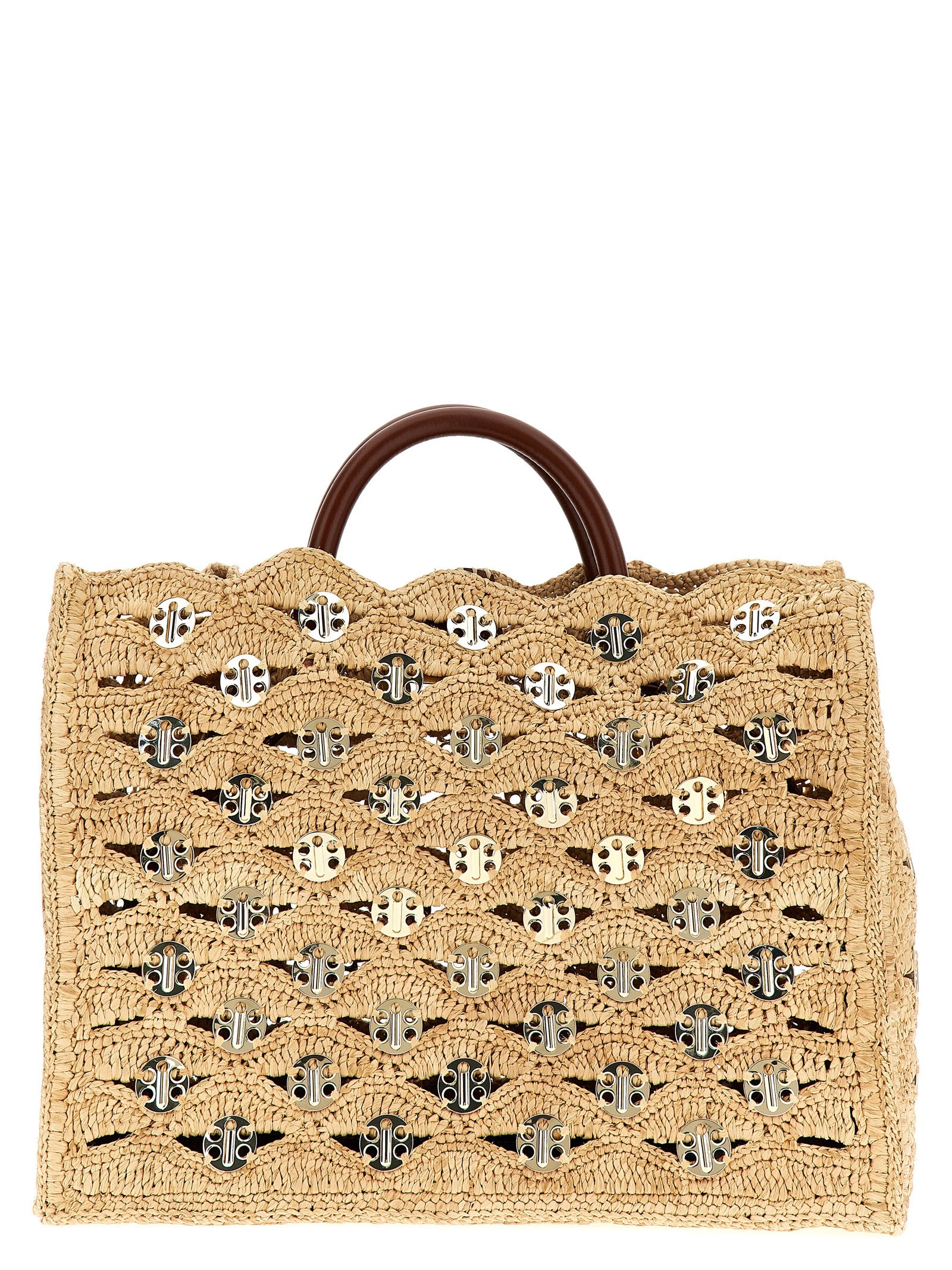Paco Rabanne Beige Raffia Handbags