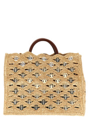 Paco Rabanne Beige Raffia Handbags