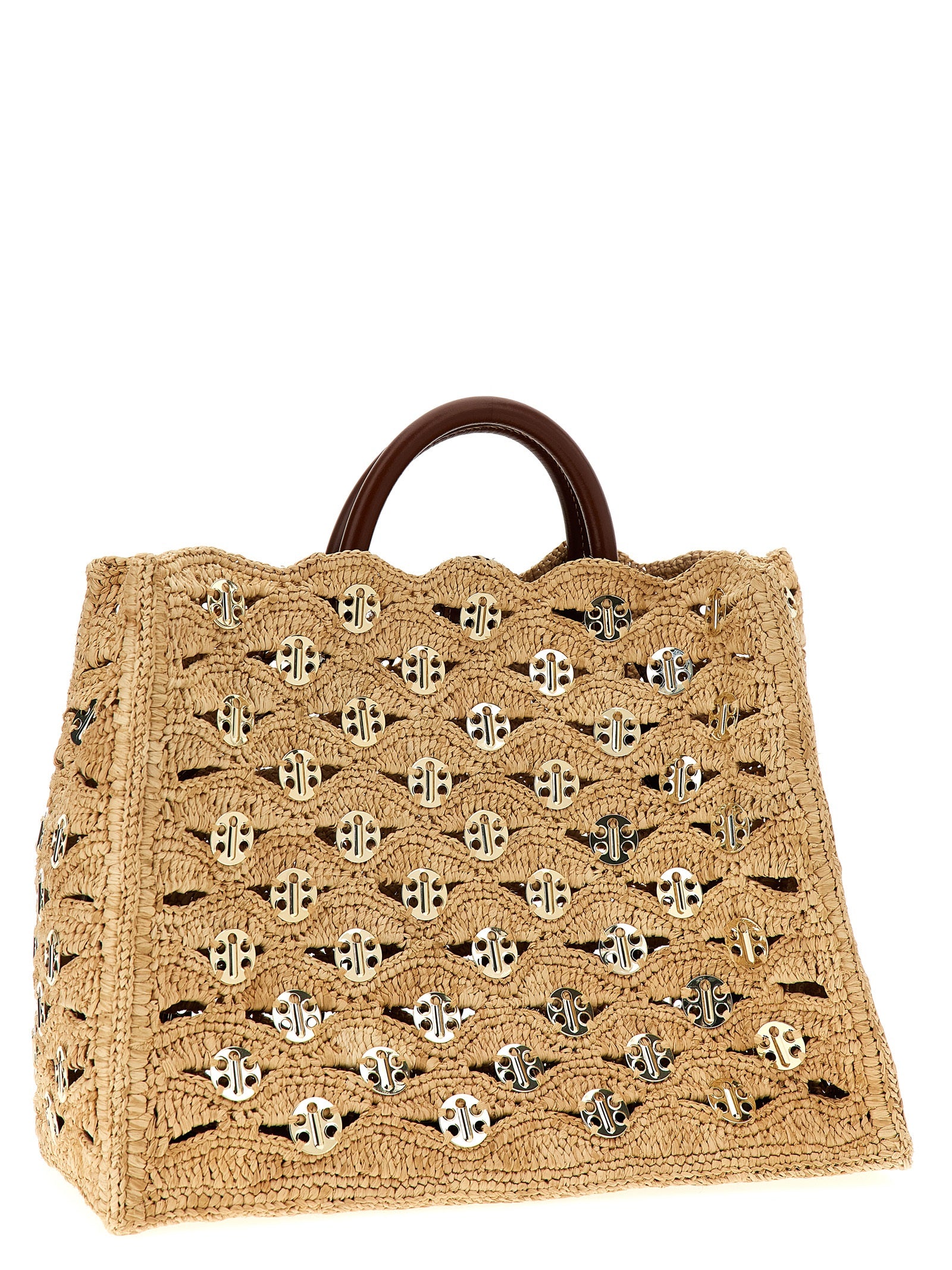 Paco Rabanne Beige Raffia Handbags