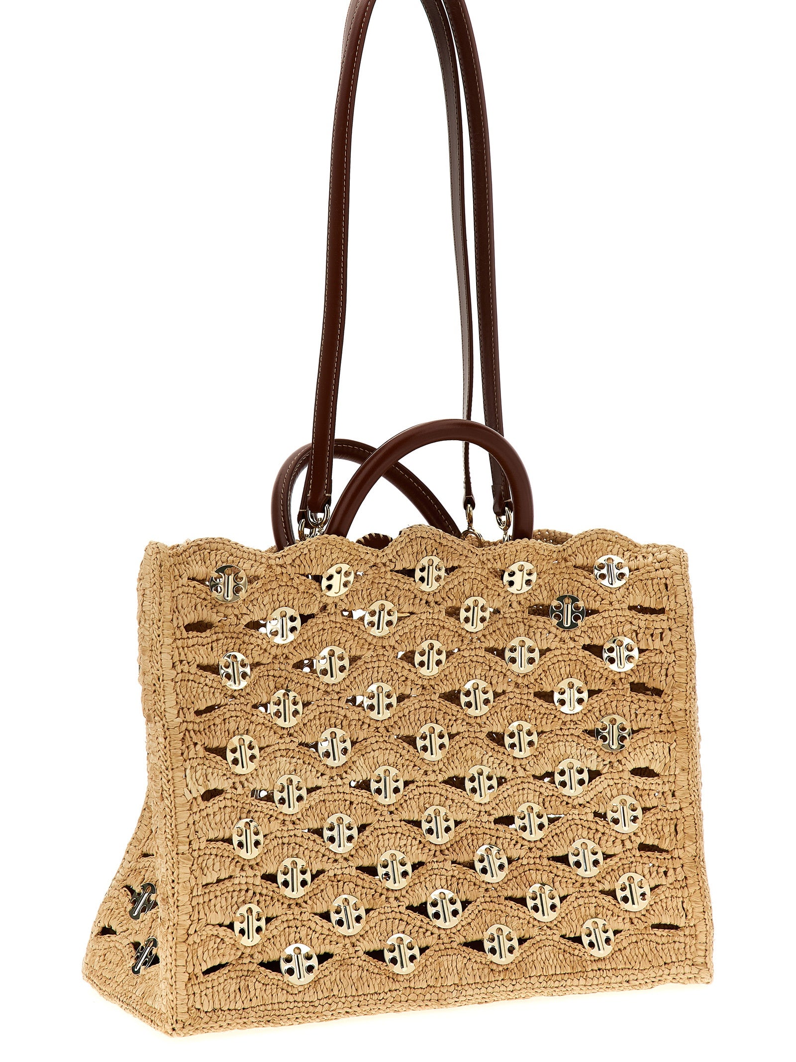 Paco Rabanne Beige Raffia Handbags