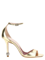 Roger Vivier Gold Metallic Calfskin Stiletto Heel Sandals