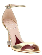 Roger Vivier Gold Metallic Calfskin Stiletto Heel Sandals