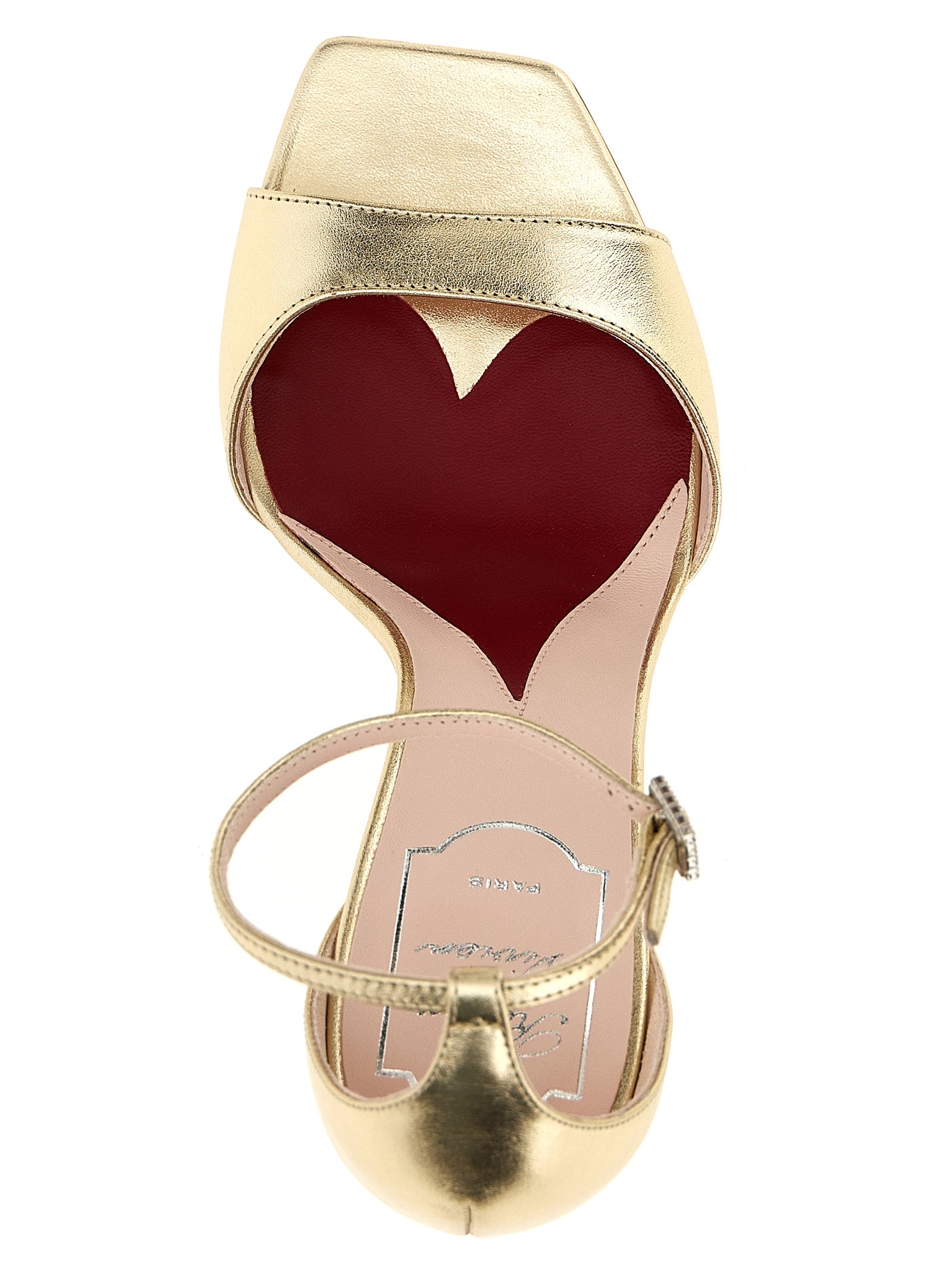 Roger Vivier Gold Metallic Calfskin Stiletto Heel Sandals