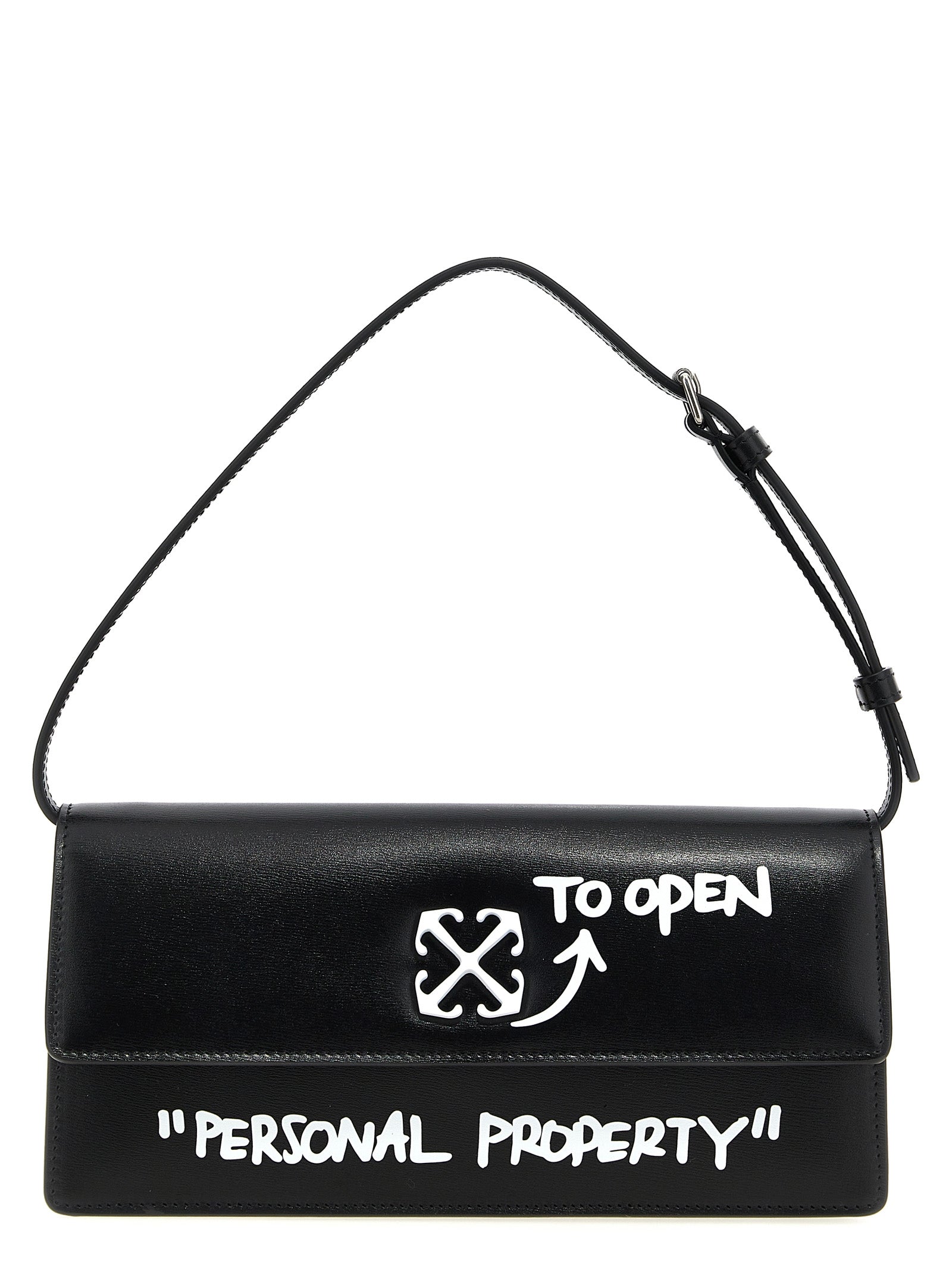 Off-White White/Black Calfskin Shoulder Bag
