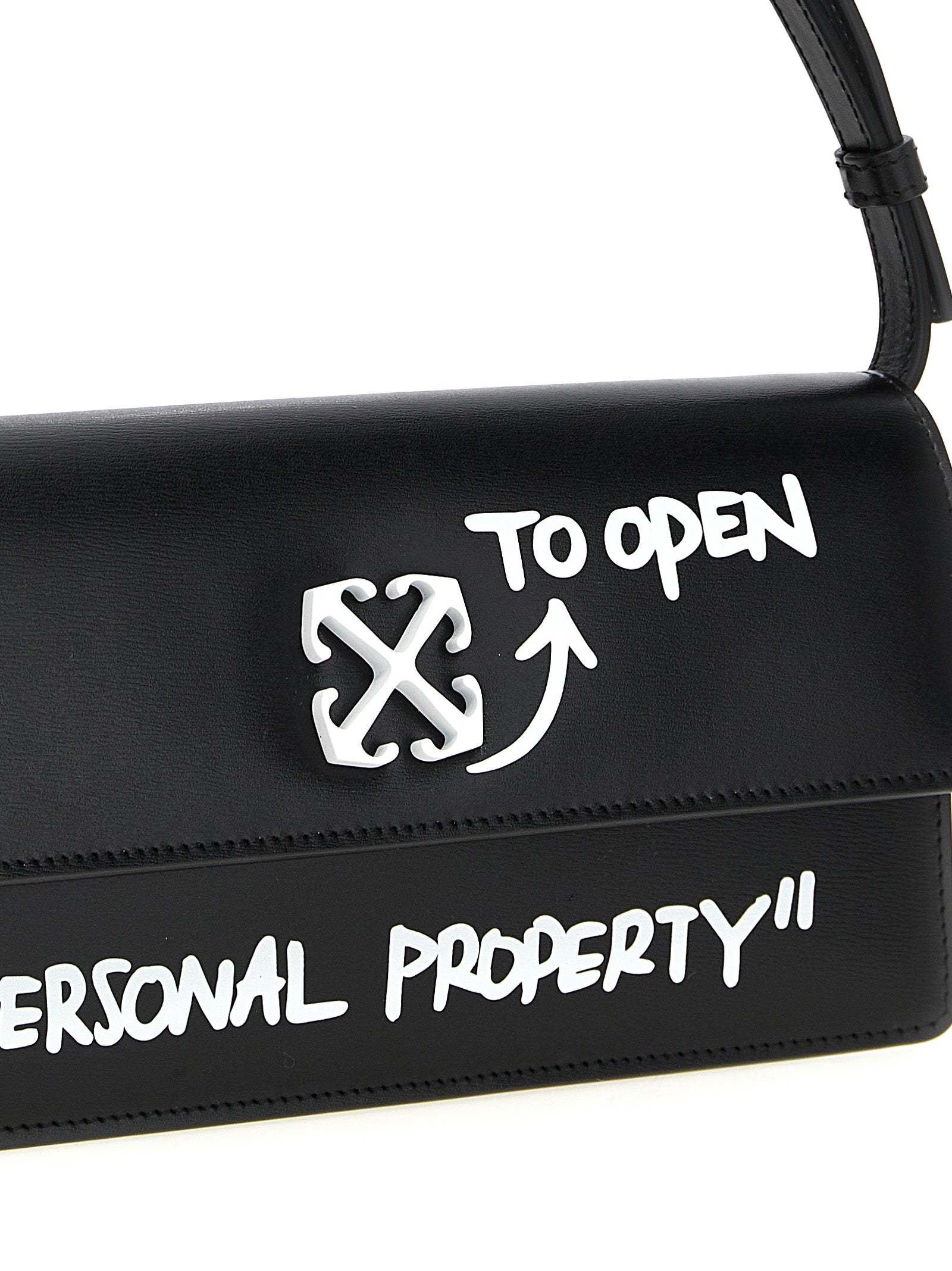Off-White White/Black Calfskin Shoulder Bag
