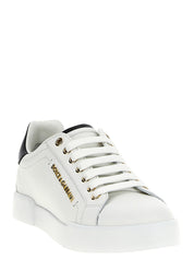 Dolce & Gabbana White/Black Calfskin Low Top Sneakers