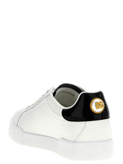 Dolce & Gabbana White/Black Calfskin Low Top Sneakers