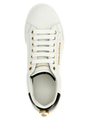 Dolce & Gabbana White/Black Calfskin Low Top Sneakers
