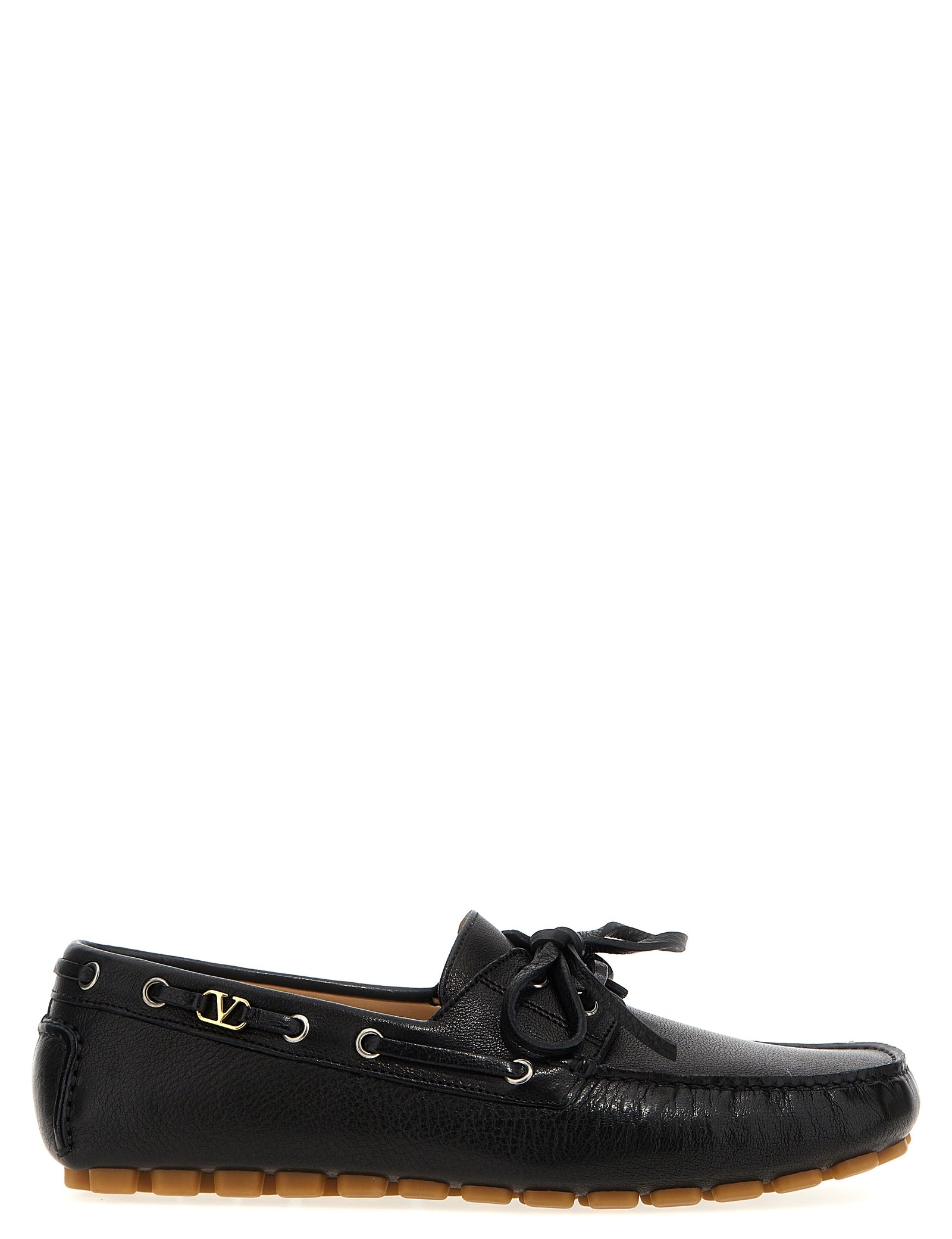 Valentino Garavani Black Buffalo Leather Slip-On Loafers