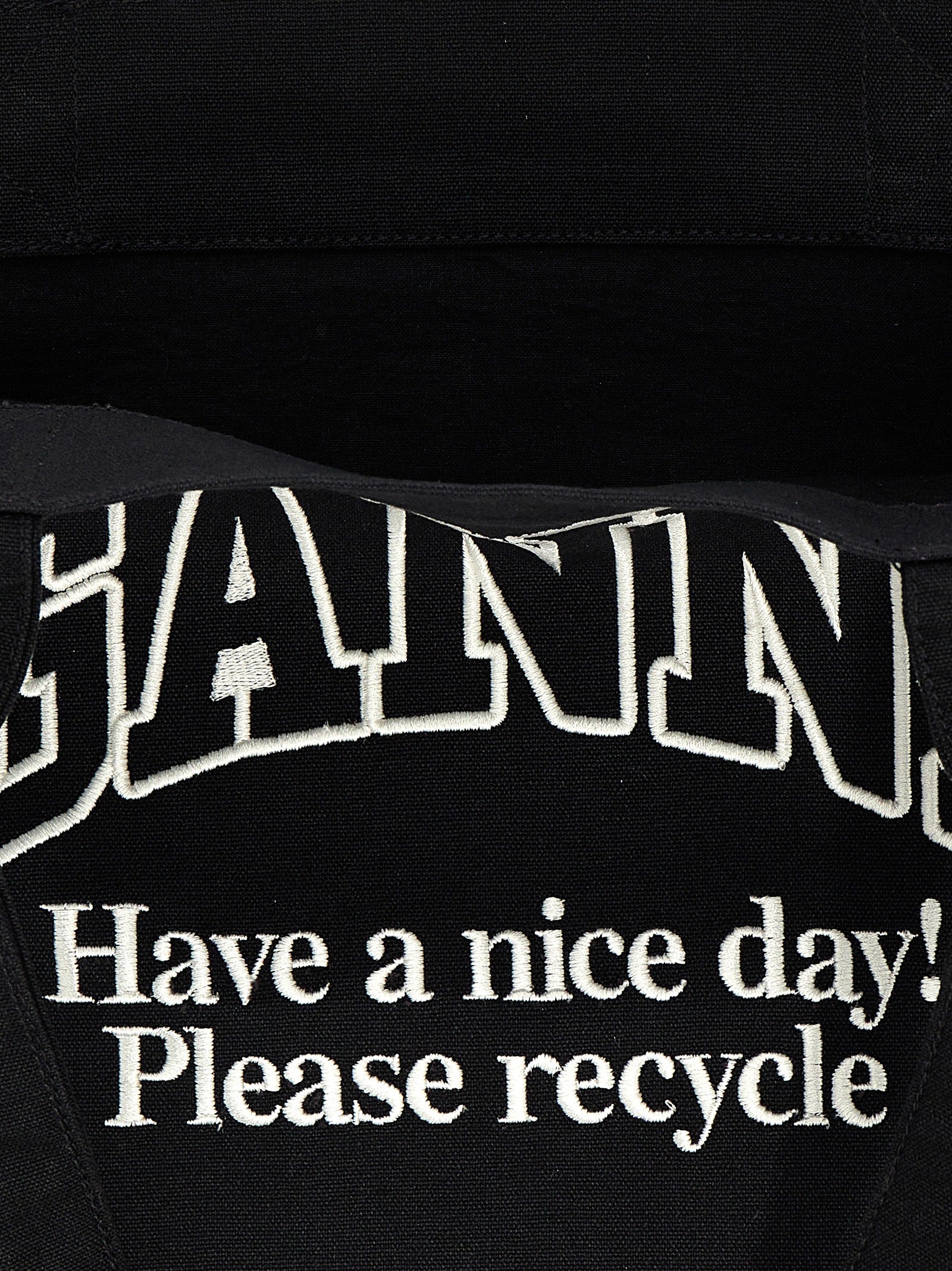 Ganni White/Black Recycled Cotton Tote Bag