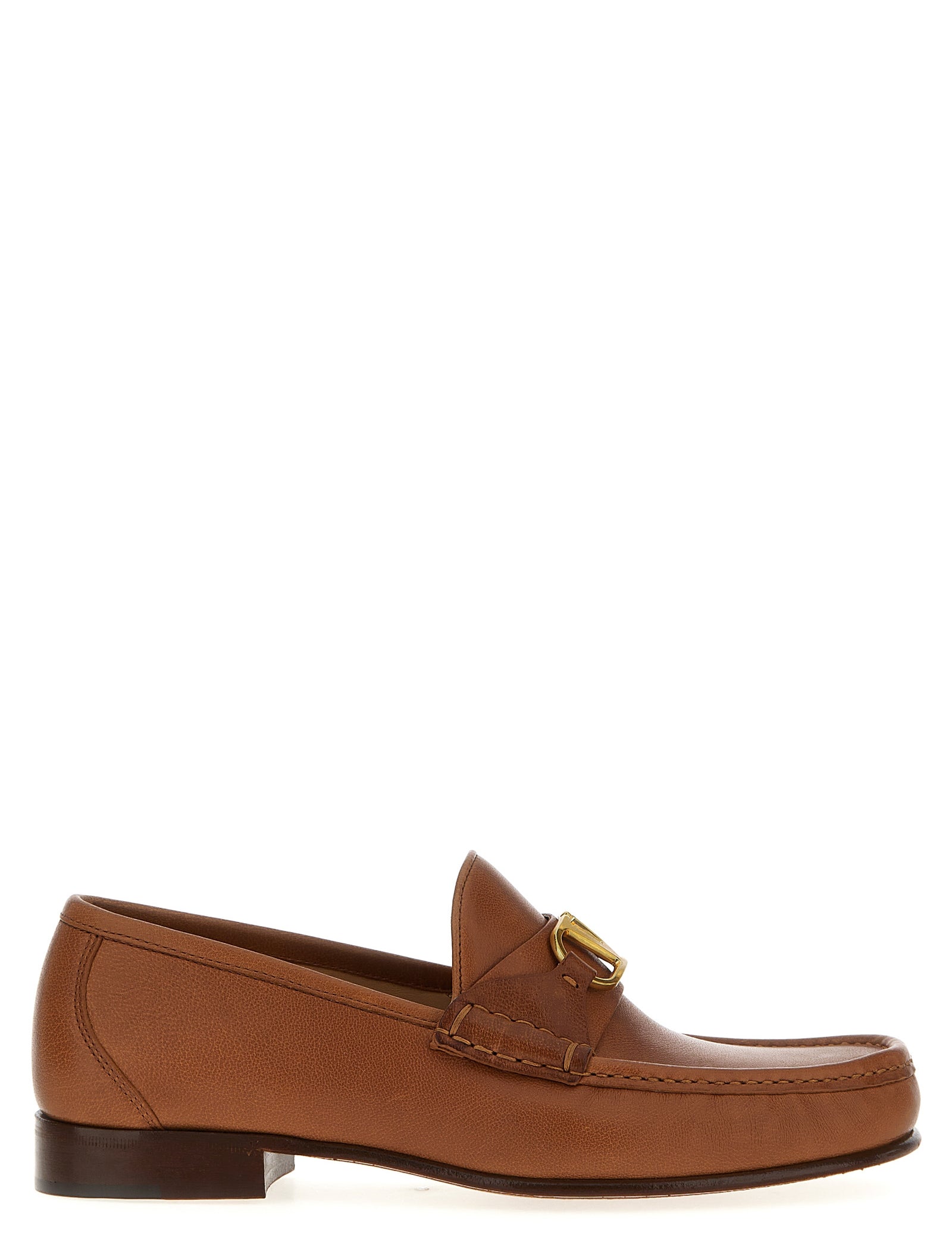 VALENTINO GARAVANI Brown Leather Slip-On Loafers
