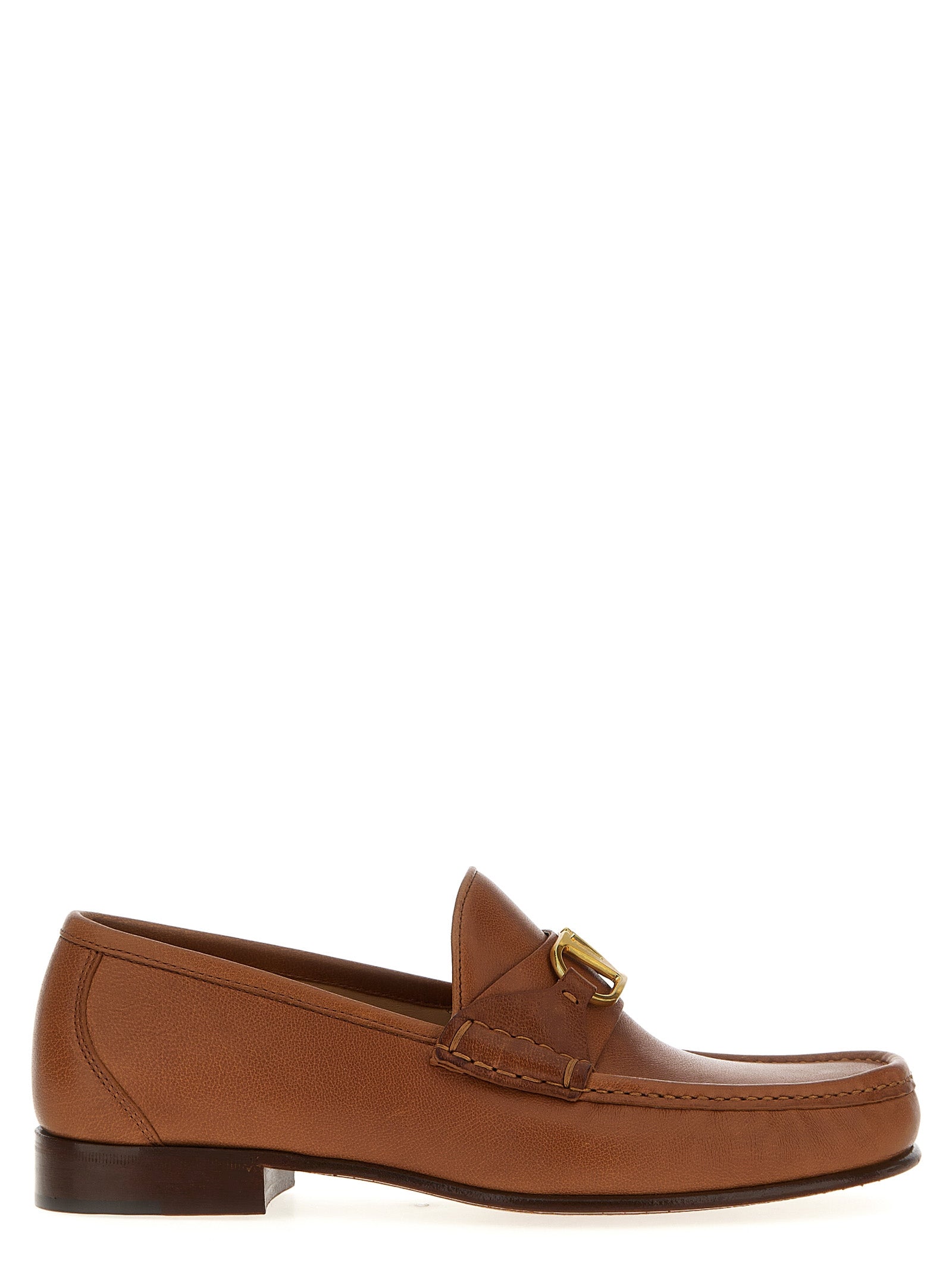 VALENTINO GARAVANI Brown Leather Slip-On Loafers