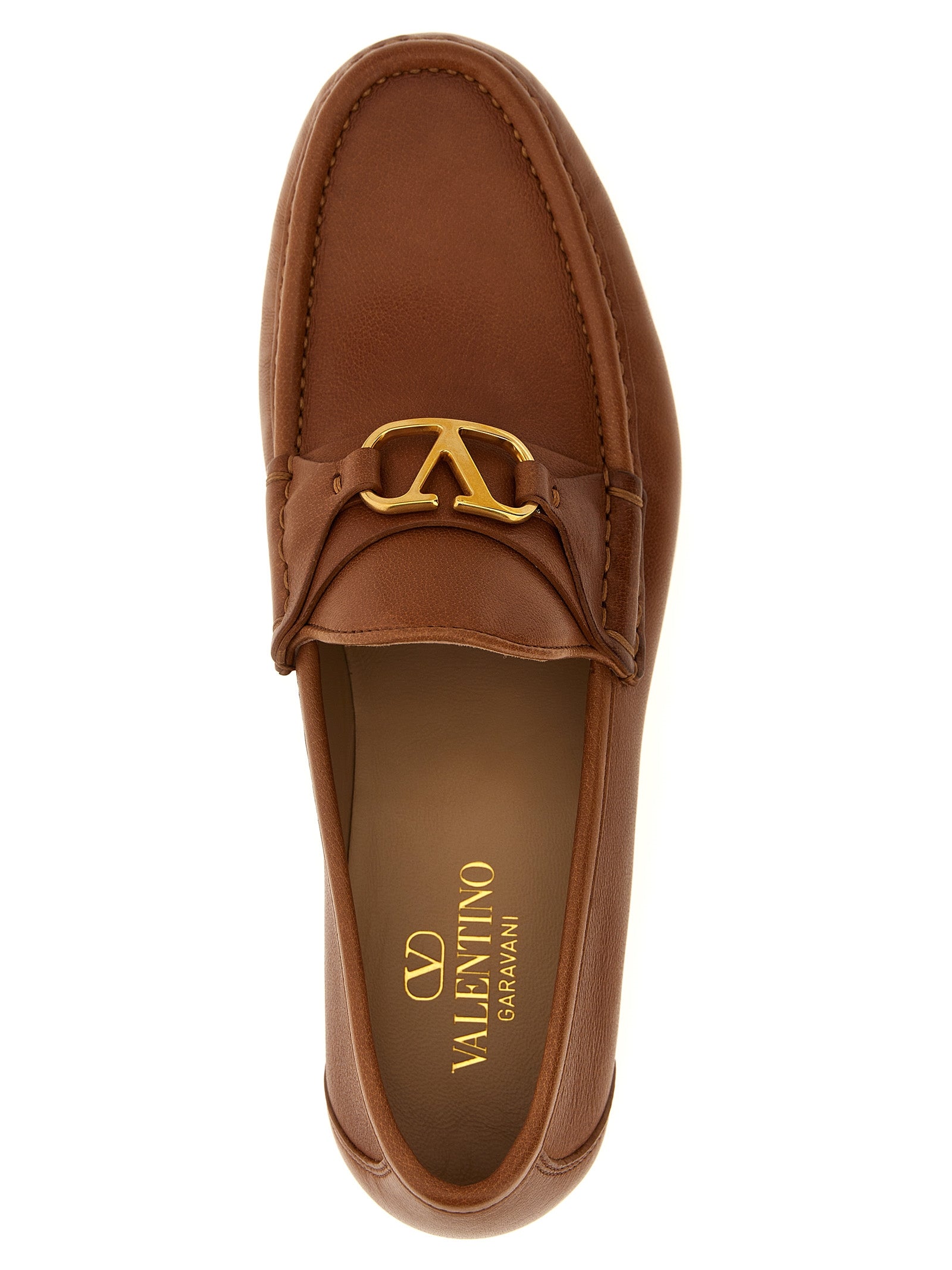 VALENTINO GARAVANI Brown Leather Slip-On Loafers