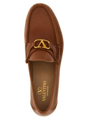 VALENTINO GARAVANI Brown Leather Slip-On Loafers