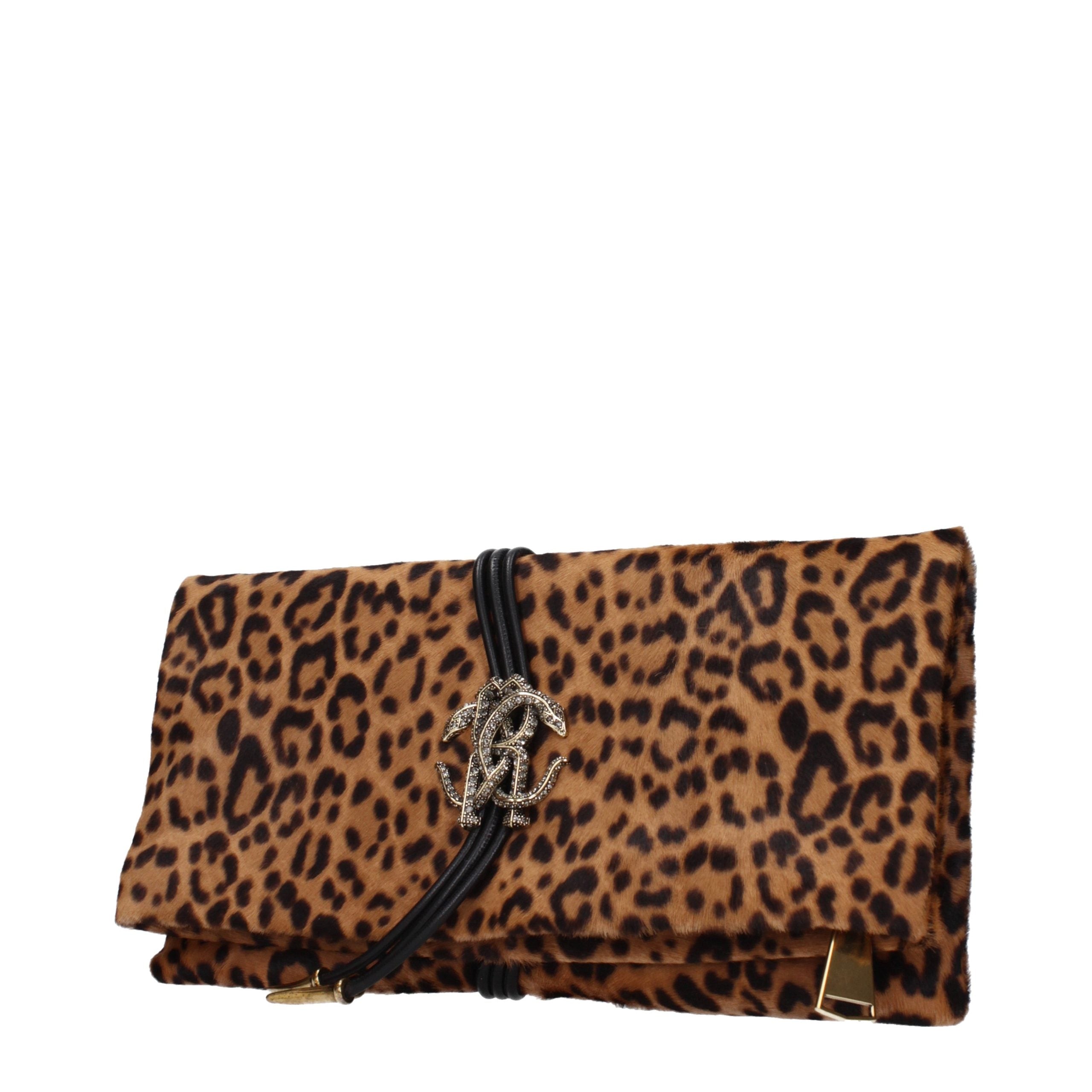 Roberto Cavalli Brown Horsehair Clutch