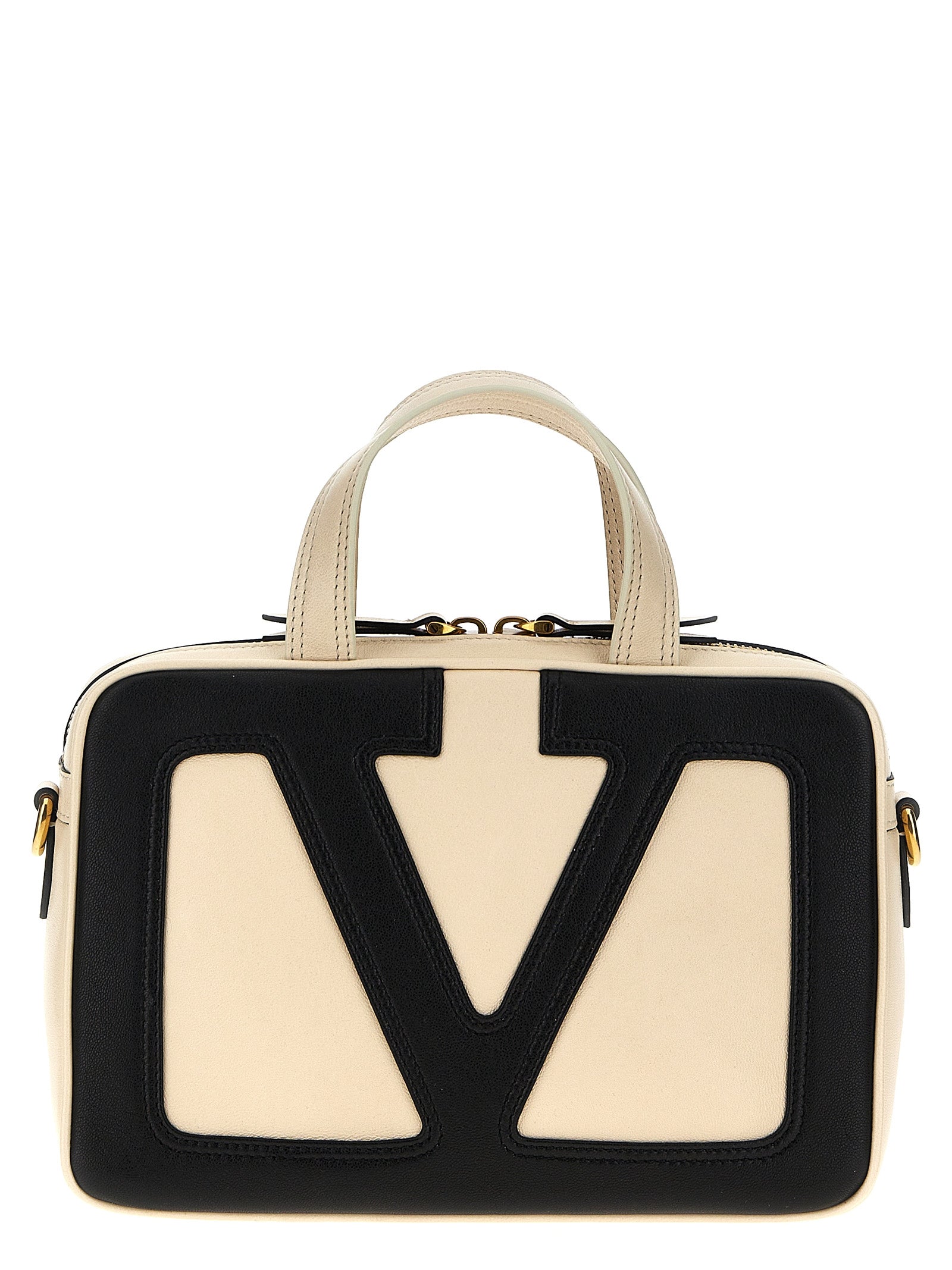Valentino Garavani White/Black Lamb Leather Handbag