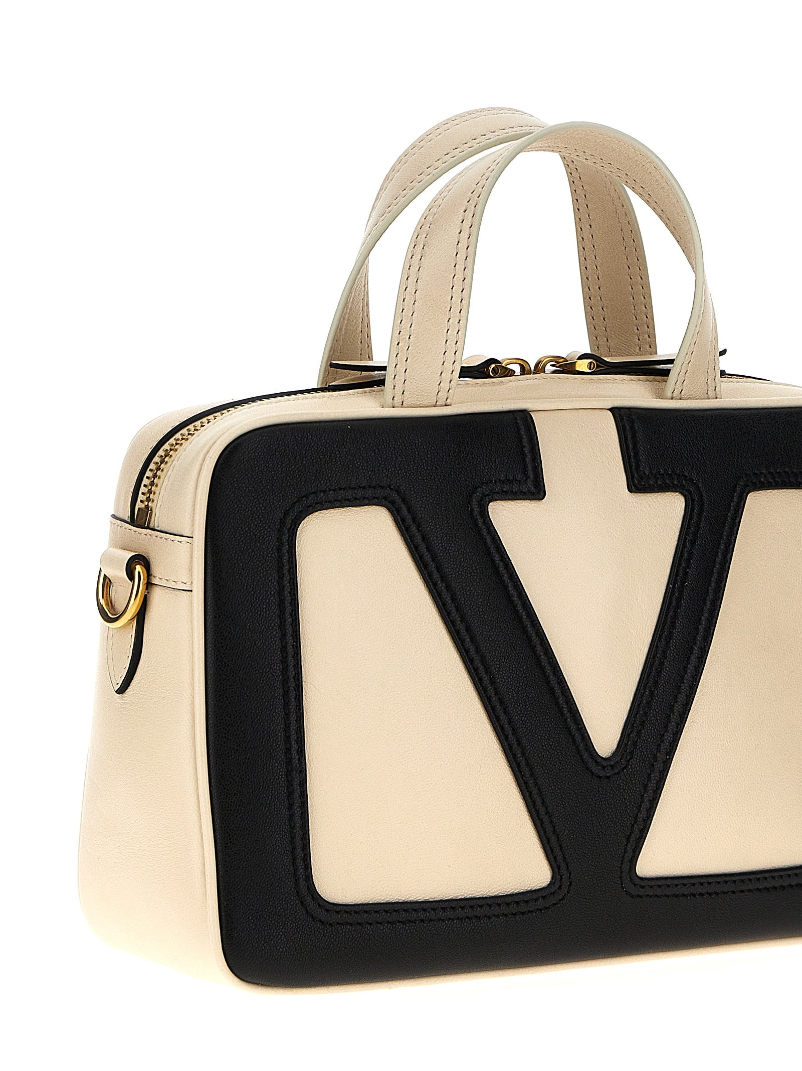 Valentino Garavani White/Black Lamb Leather Handbag
