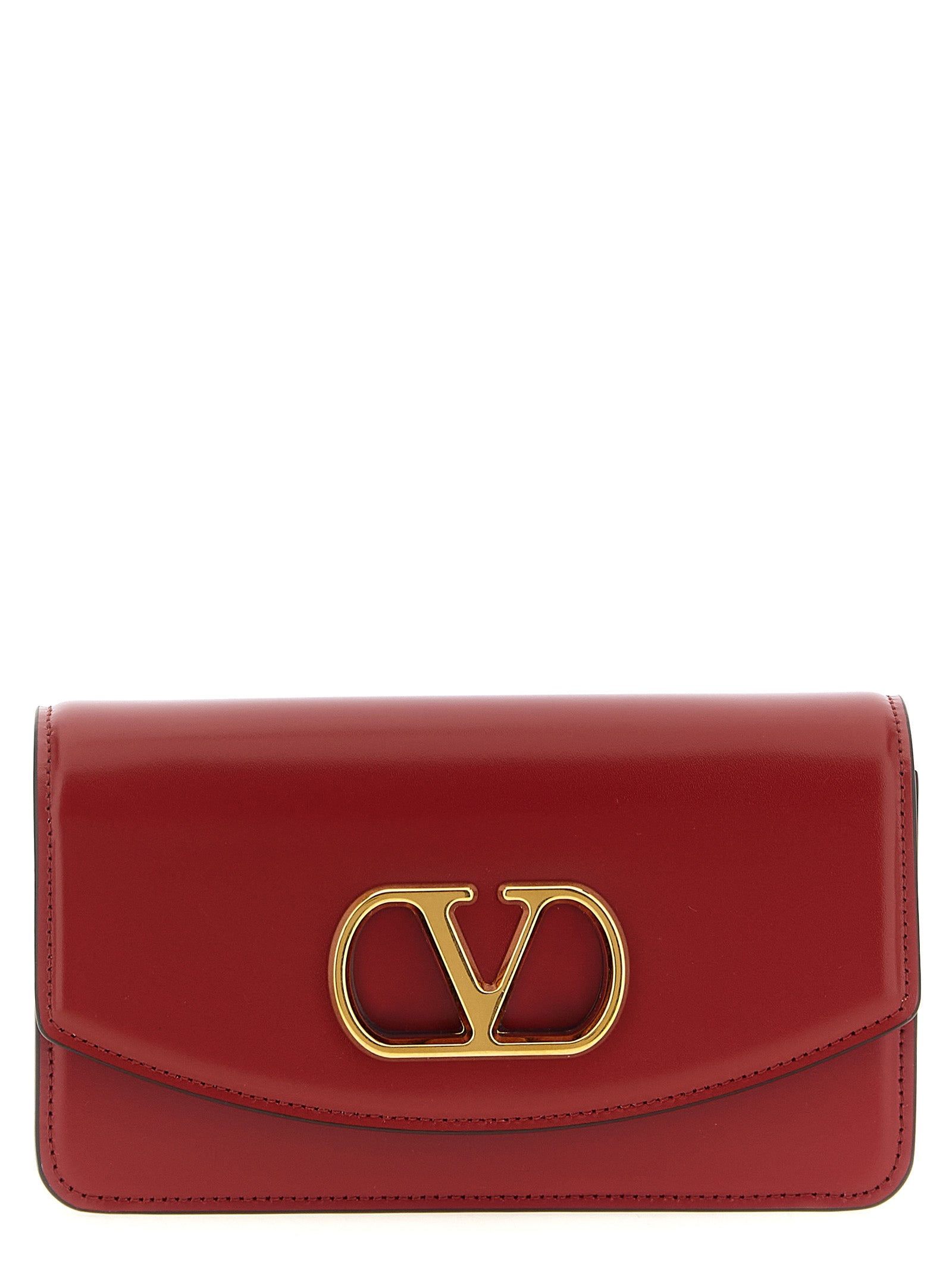 Valentino Garavani Red Calfskin Clutch Bag