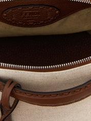 Fendi Beige Canvas Hammered Leather Handbag