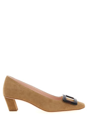 Roger Vivier Beige Goatskin Mid Heel Pumps