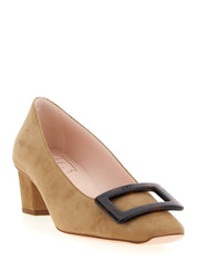 Roger Vivier Beige Goatskin Mid Heel Pumps