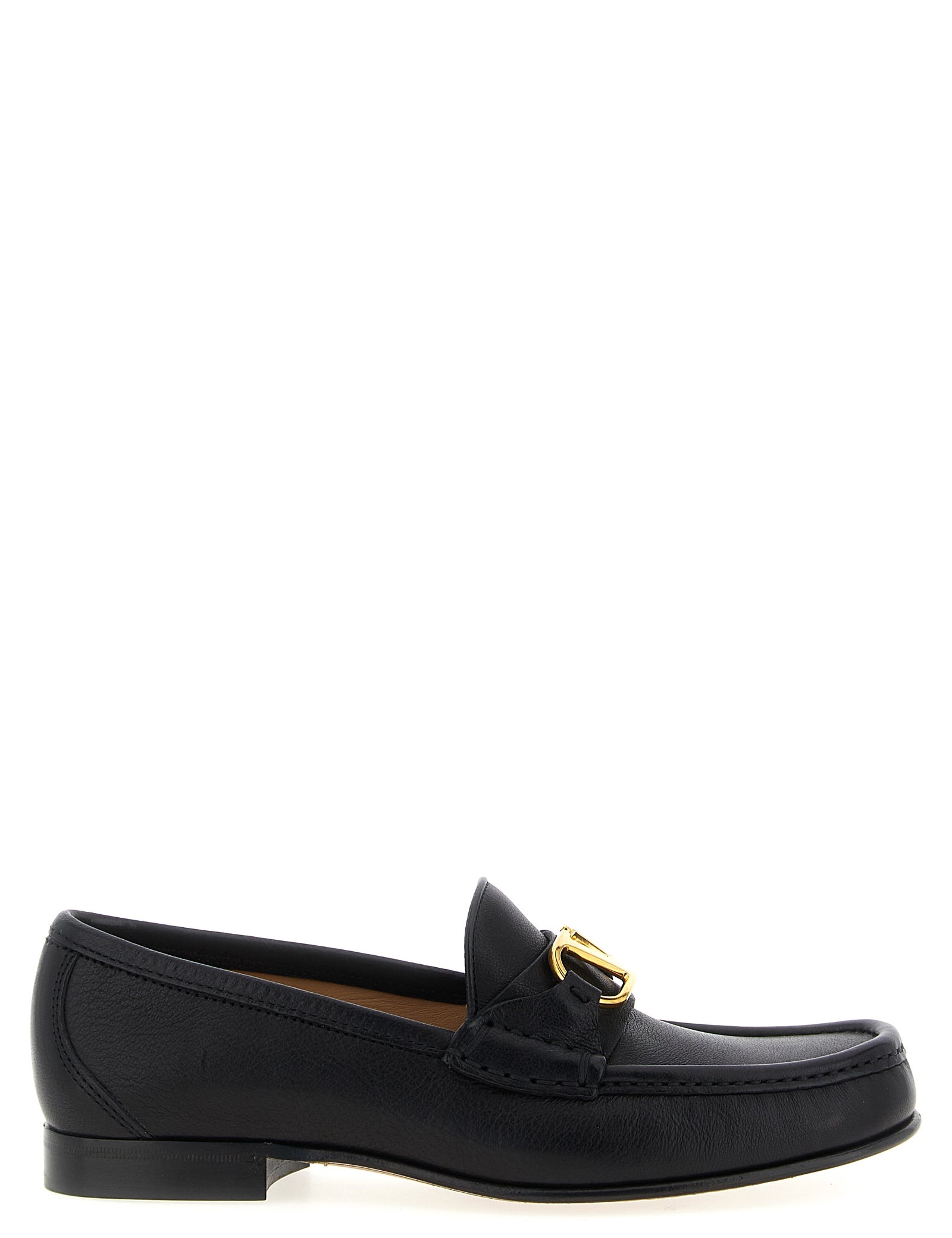 Valentino Garavani Black Buffalo Leather Slip-On Loafers