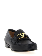 Valentino Garavani Black Buffalo Leather Slip-On Loafers