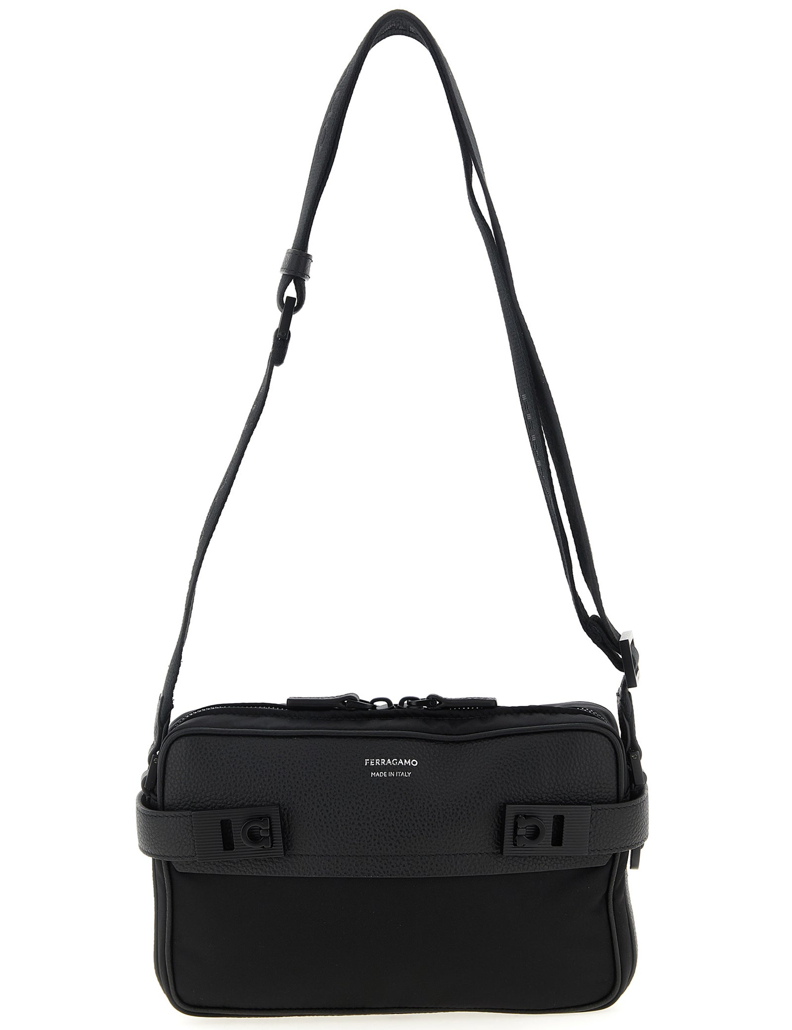 Ferragamo Black Technical Fabric Crossbody Bag