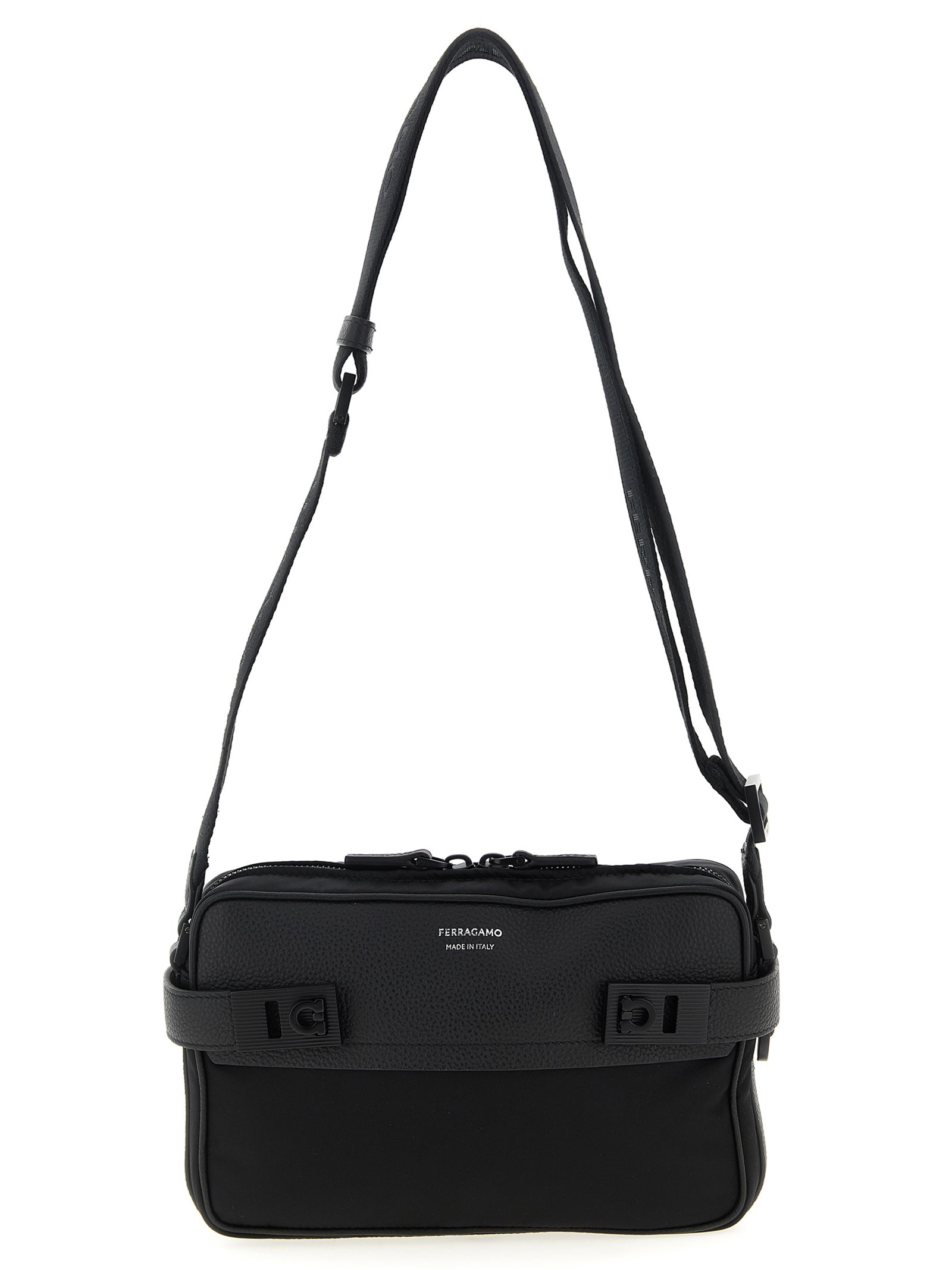 Ferragamo Black Technical Fabric Crossbody Bag