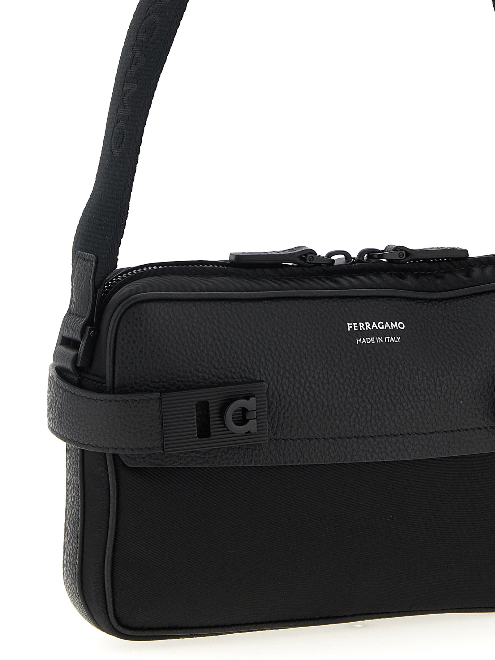 Ferragamo Black Technical Fabric Crossbody Bag