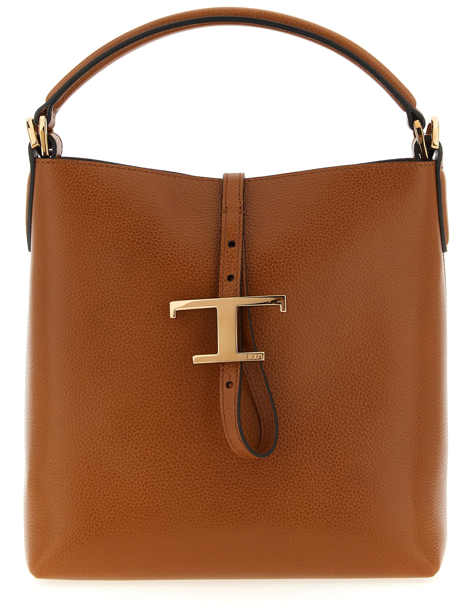 Tod's Brown Hammered Calfskin Mini Bucket Bag