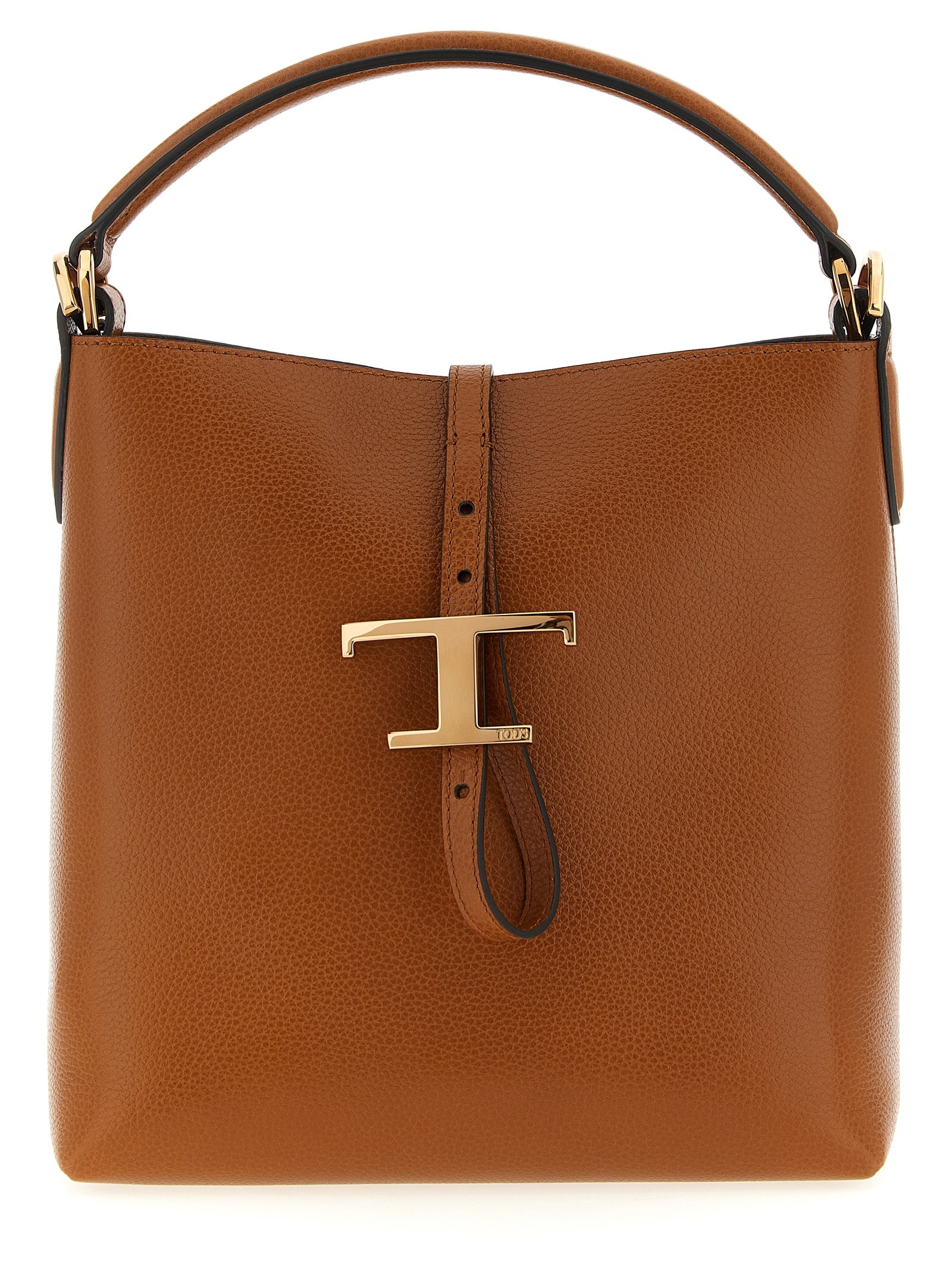 Tod's Brown Hammered Calfskin Mini Bucket Bag
