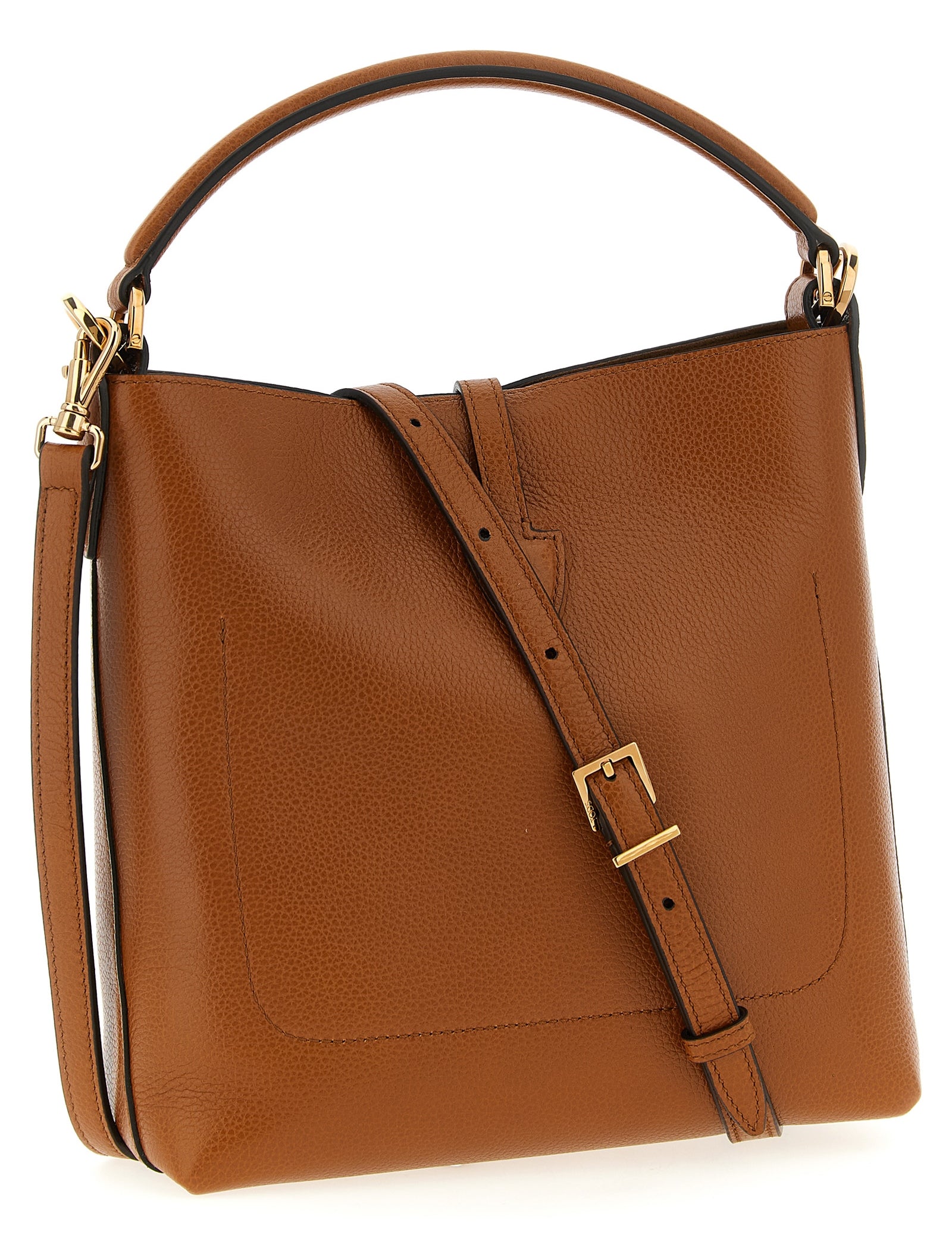 Tod's Brown Hammered Calfskin Mini Bucket Bag