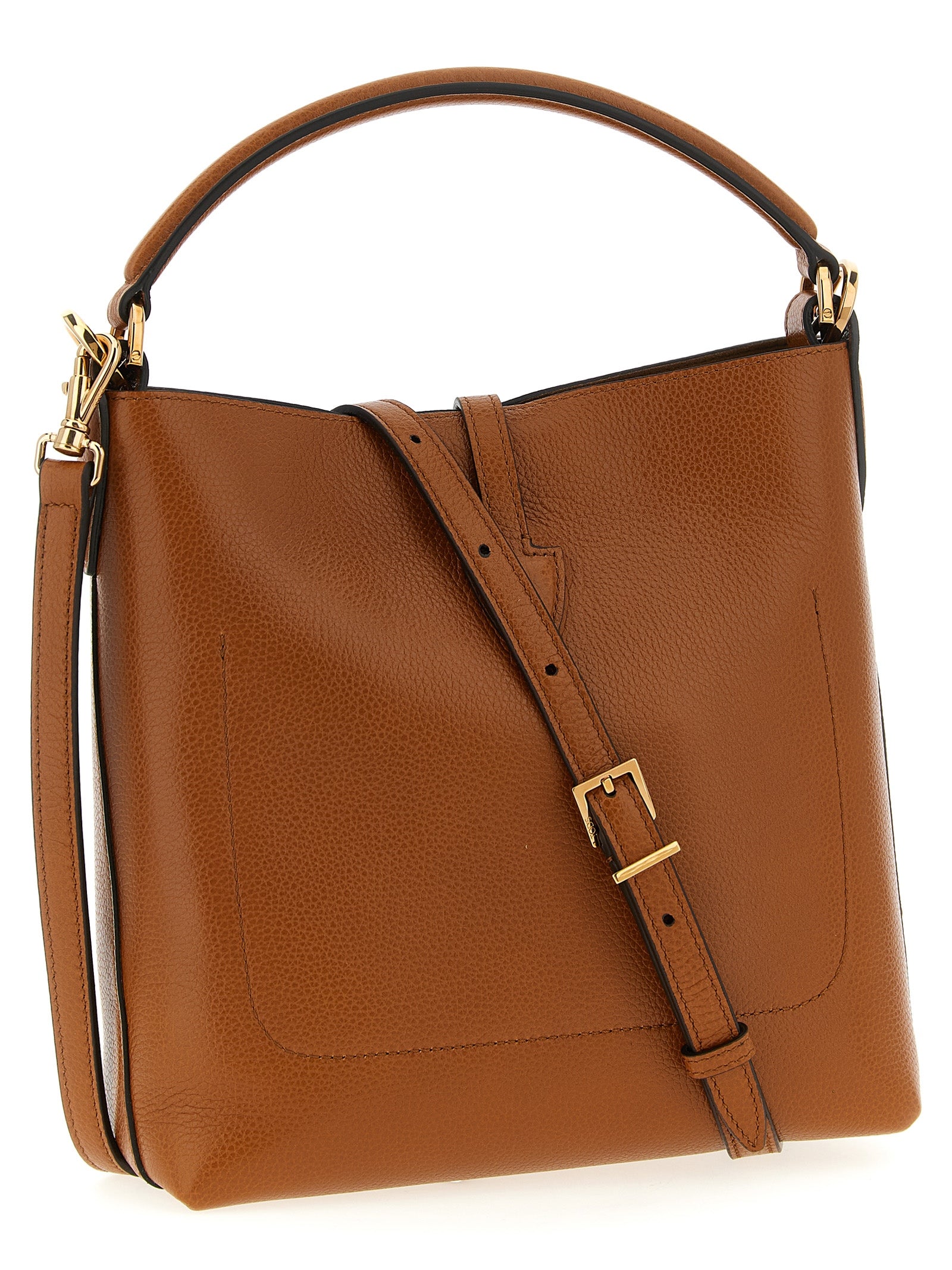Tod's Brown Hammered Calfskin Mini Bucket Bag