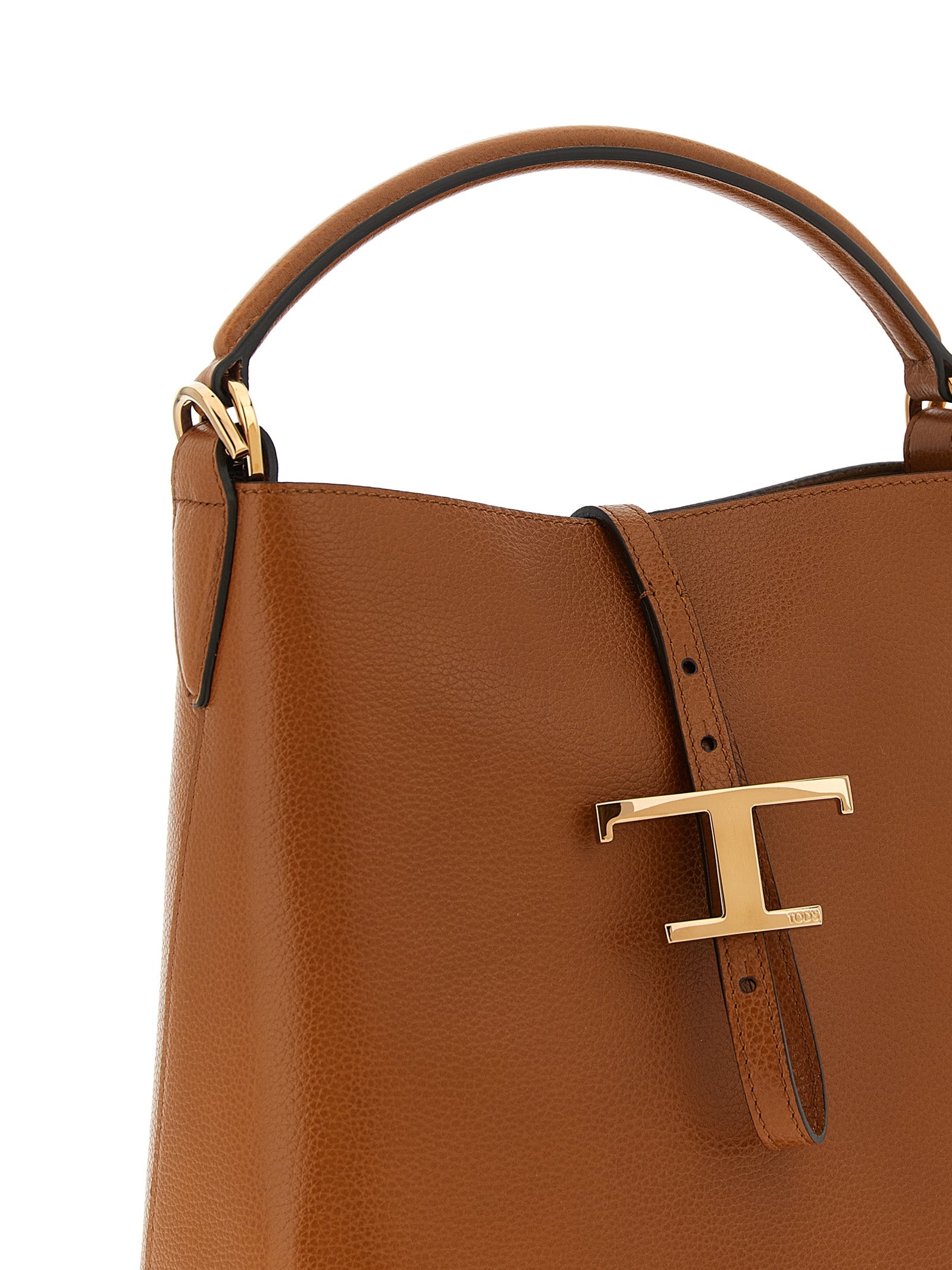 Tod's Brown Hammered Calfskin Mini Bucket Bag