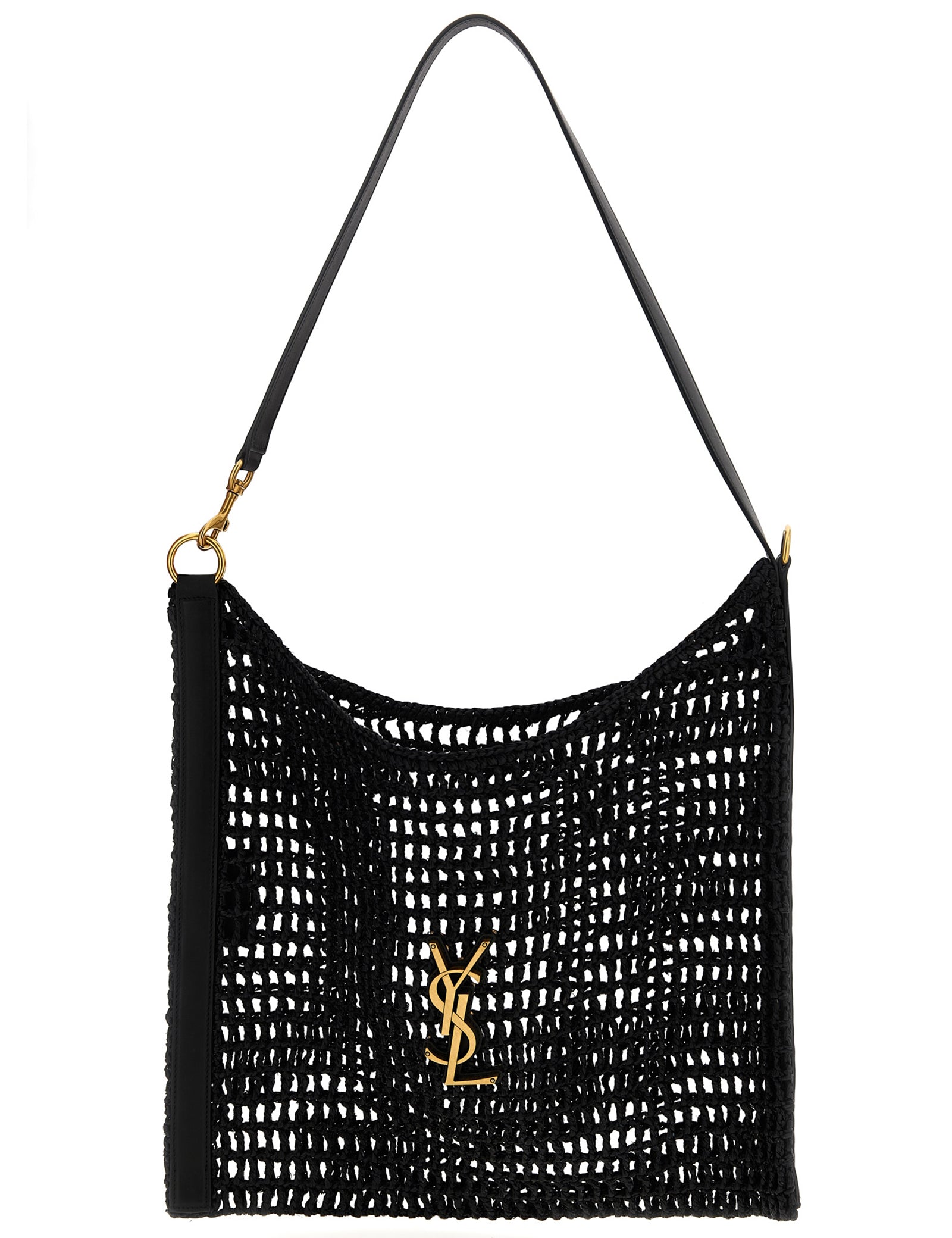 Saint Laurent Black Raffia Shoulder Bag