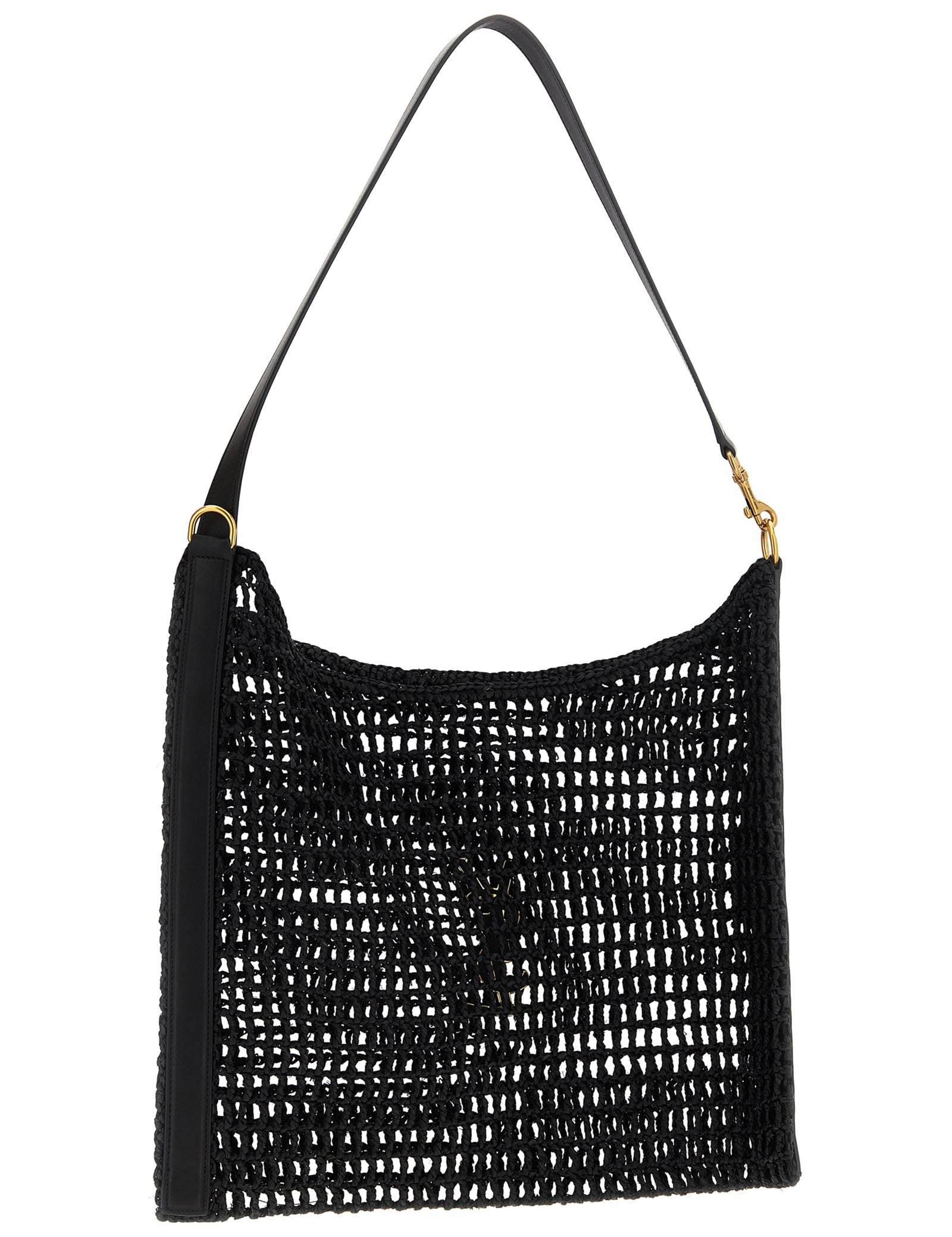 Saint Laurent Black Raffia Shoulder Bag