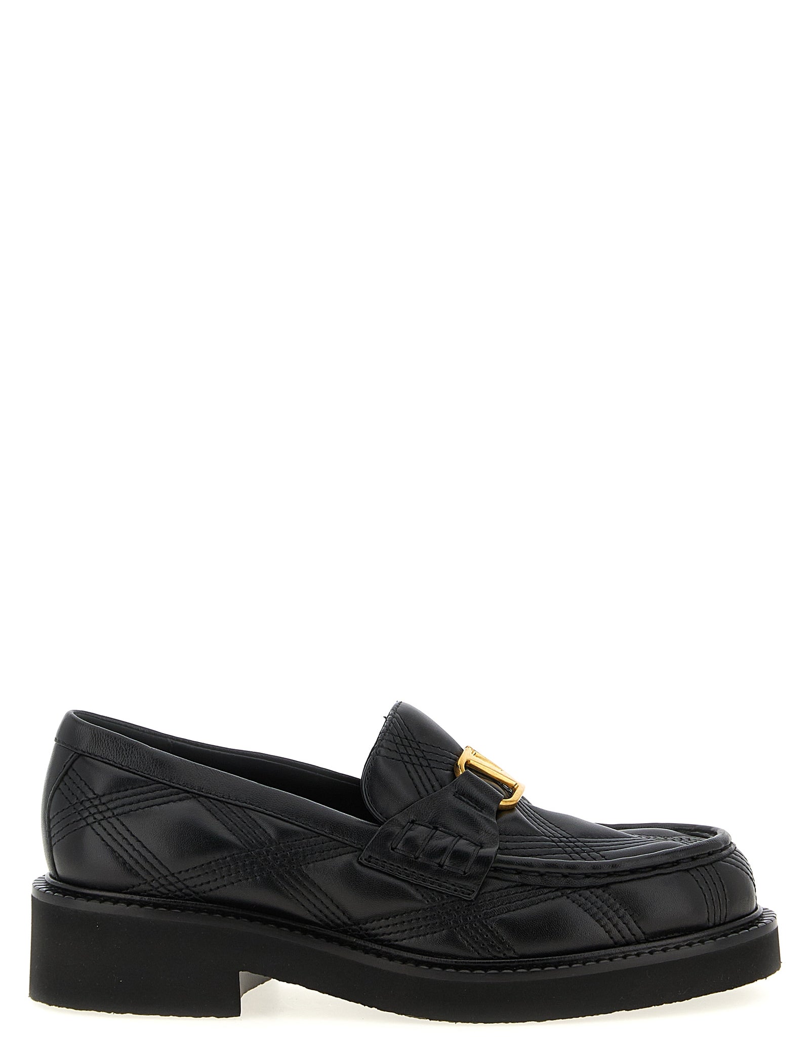 VALENTINO GARAVANI Black Lamb Leather Slip-On Loafers