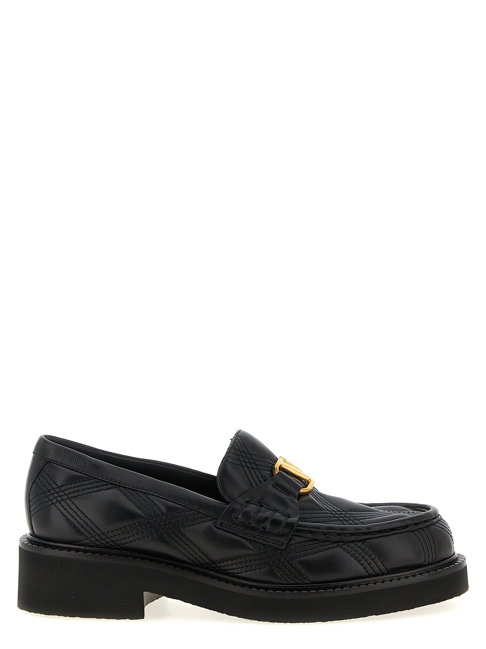VALENTINO GARAVANI Black Lamb Leather Slip-On Loafers