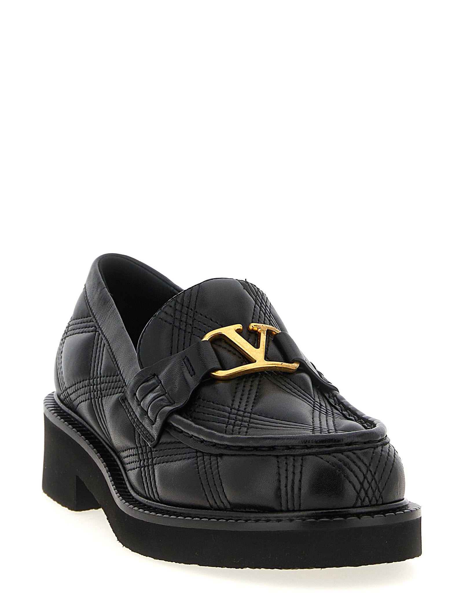 VALENTINO GARAVANI Black Lamb Leather Slip-On Loafers