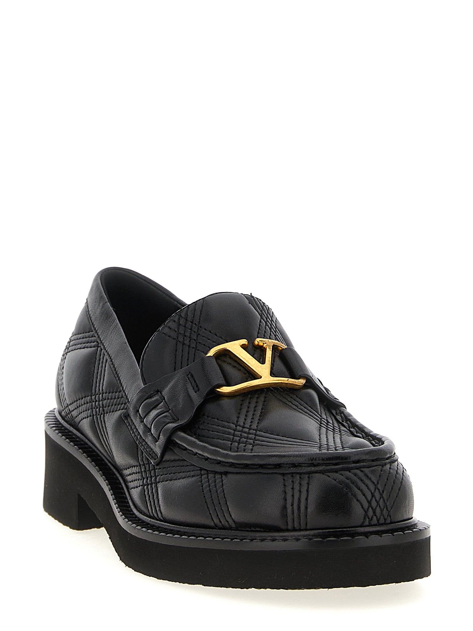 VALENTINO GARAVANI Black Lamb Leather Slip-On Loafers