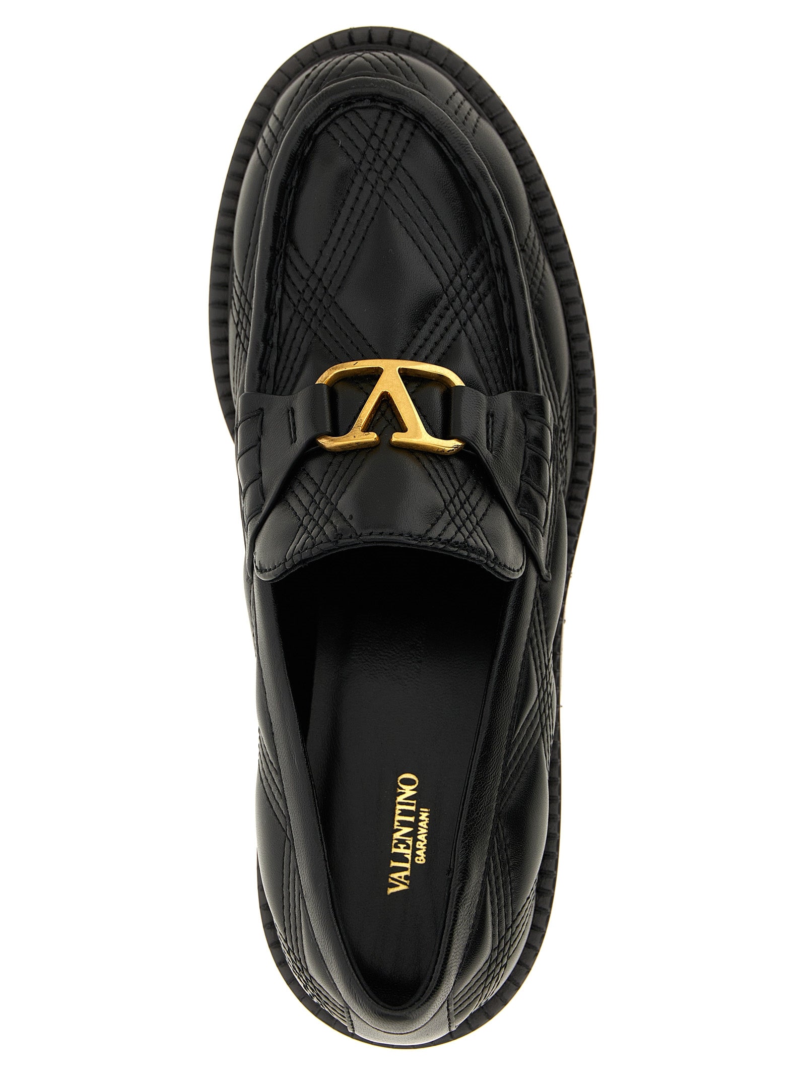 VALENTINO GARAVANI Black Lamb Leather Slip-On Loafers
