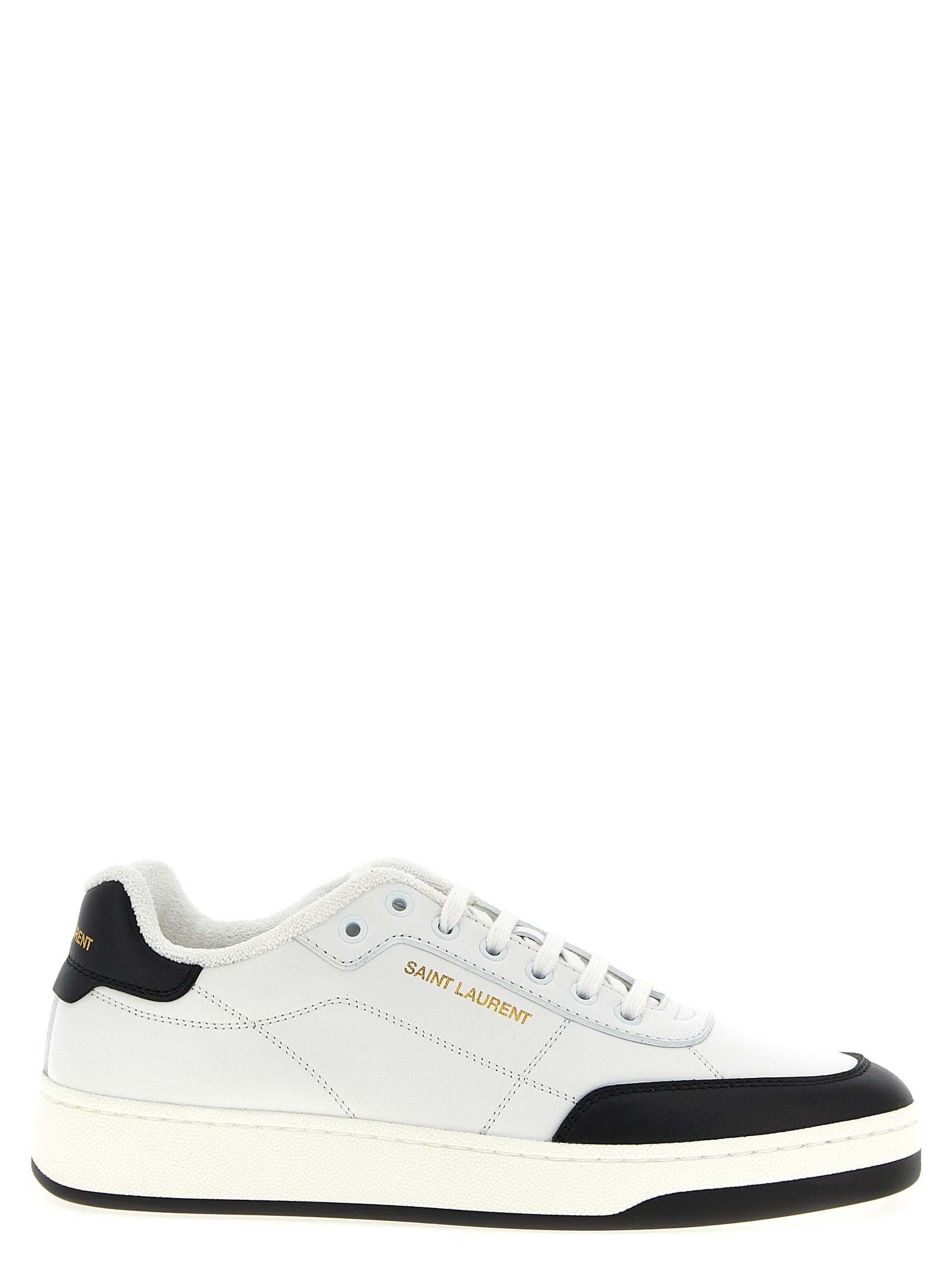 Saint Laurent White/Black Calfskin Low Top Sneakers