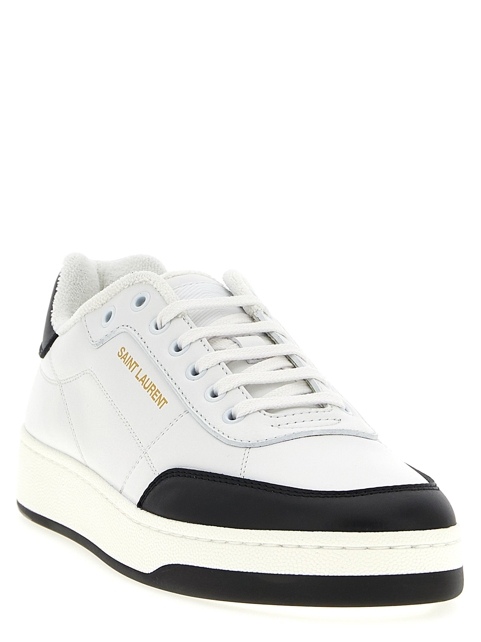 Saint Laurent White/Black Calfskin Low Top Sneakers