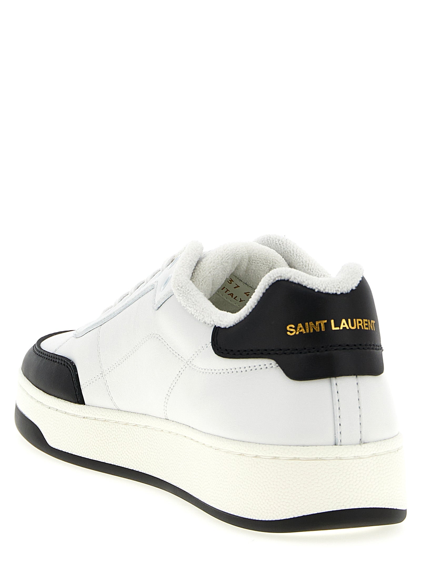 Saint Laurent White/Black Calfskin Low Top Sneakers