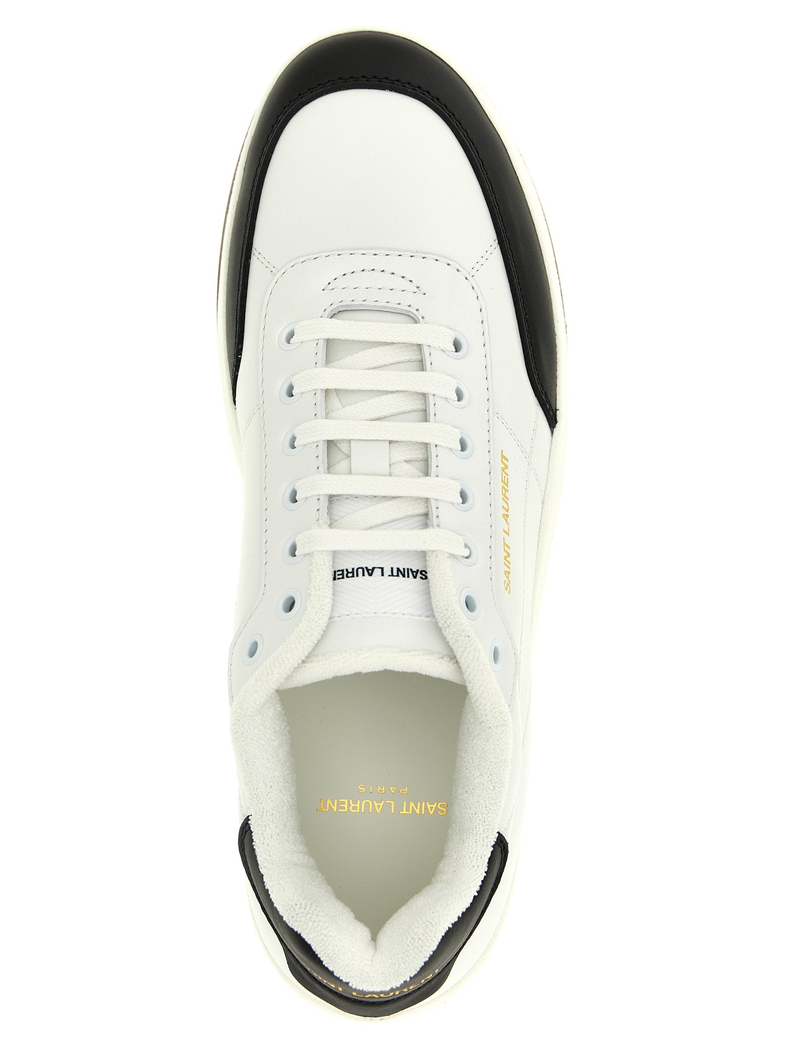Saint Laurent White/Black Calfskin Low Top Sneakers