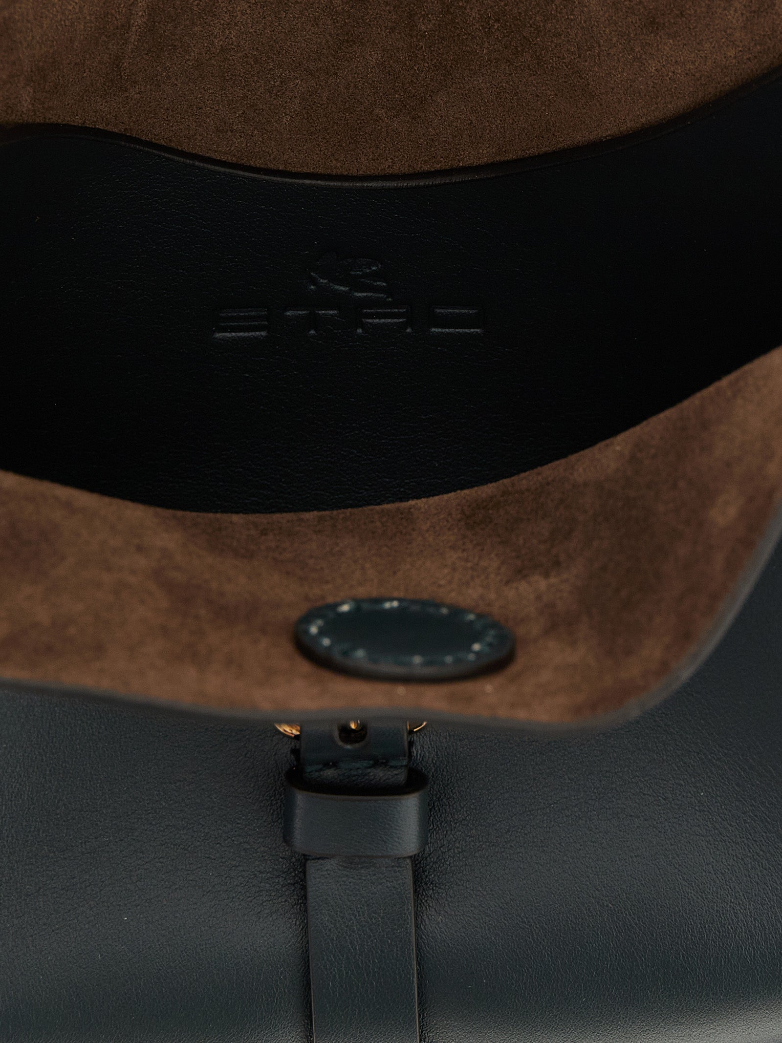 Etro Green Bicolor Calfskin Crossbody Bag