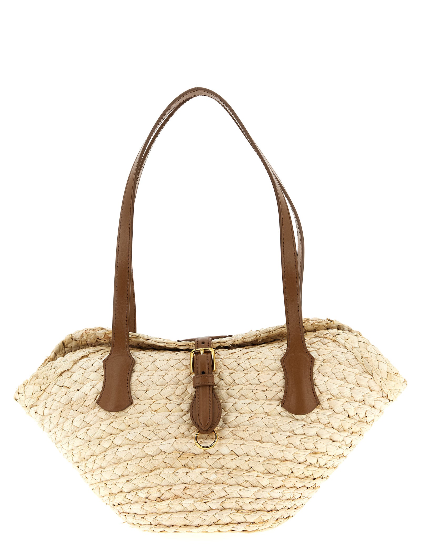 Dolce & Gabbana Beige Woven Straw and Leather Shoulder Bag